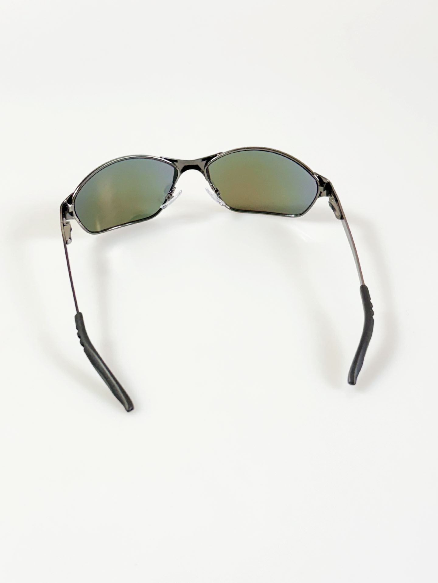 Gunmetal Wraparound Square Mirrored Sunglasses