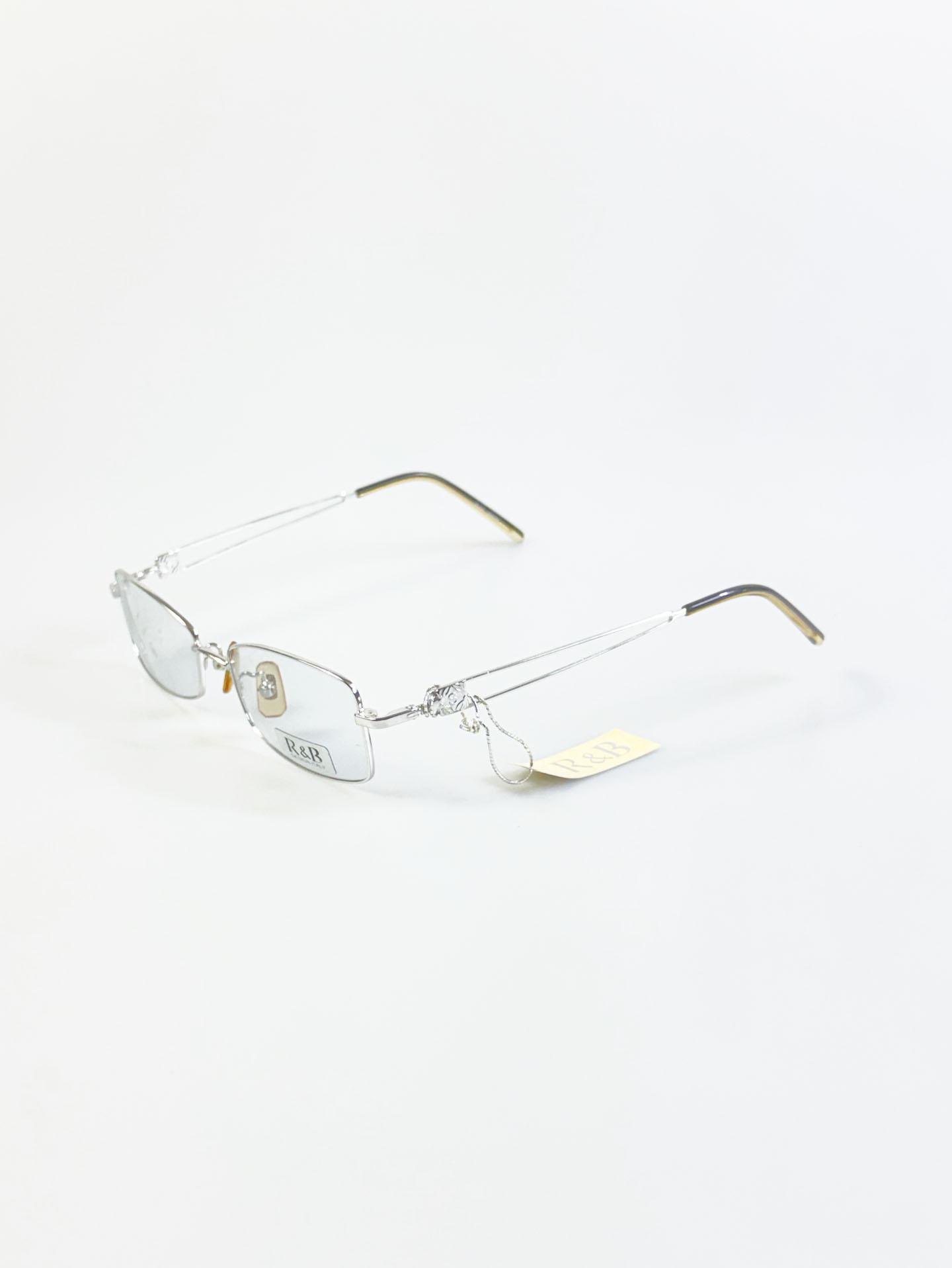 R&B Eyewear Silver Slim Square Metal Frame Glasses