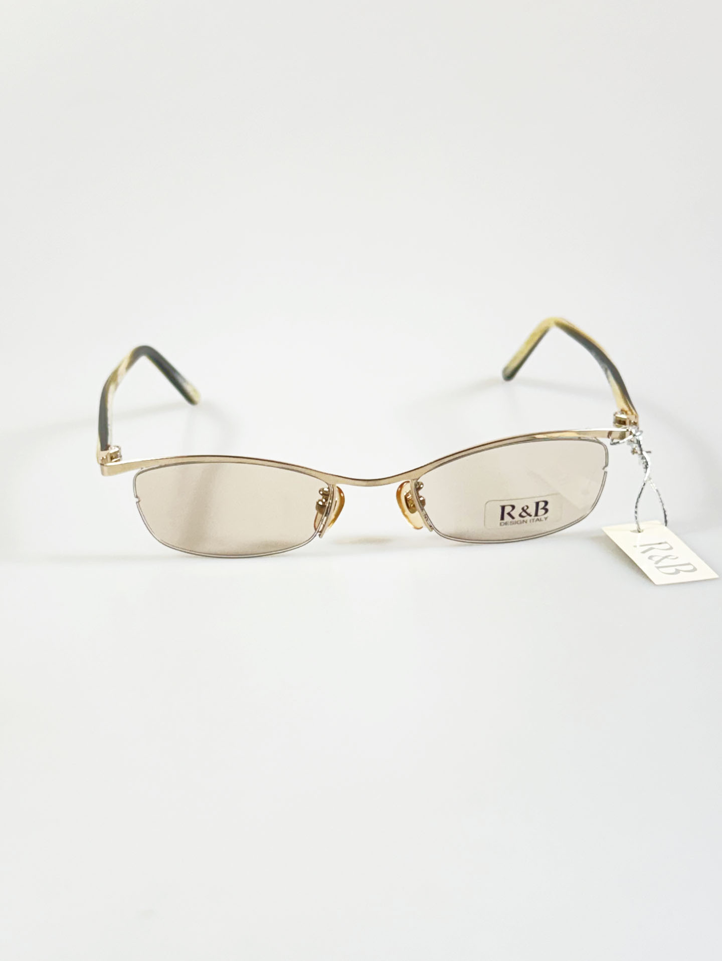 R&B EYEWEAR Gold Semi-Rimless Square Metal Tinted Glasses