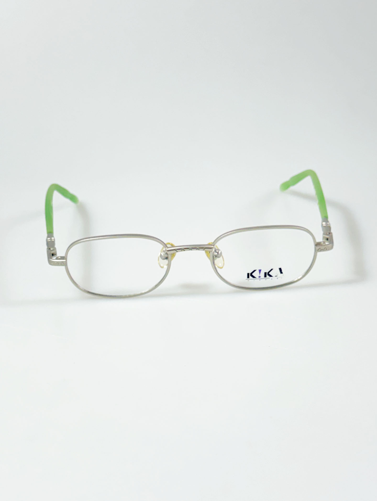 90's K!KA Silver Slim Square Metal Frame Glasses