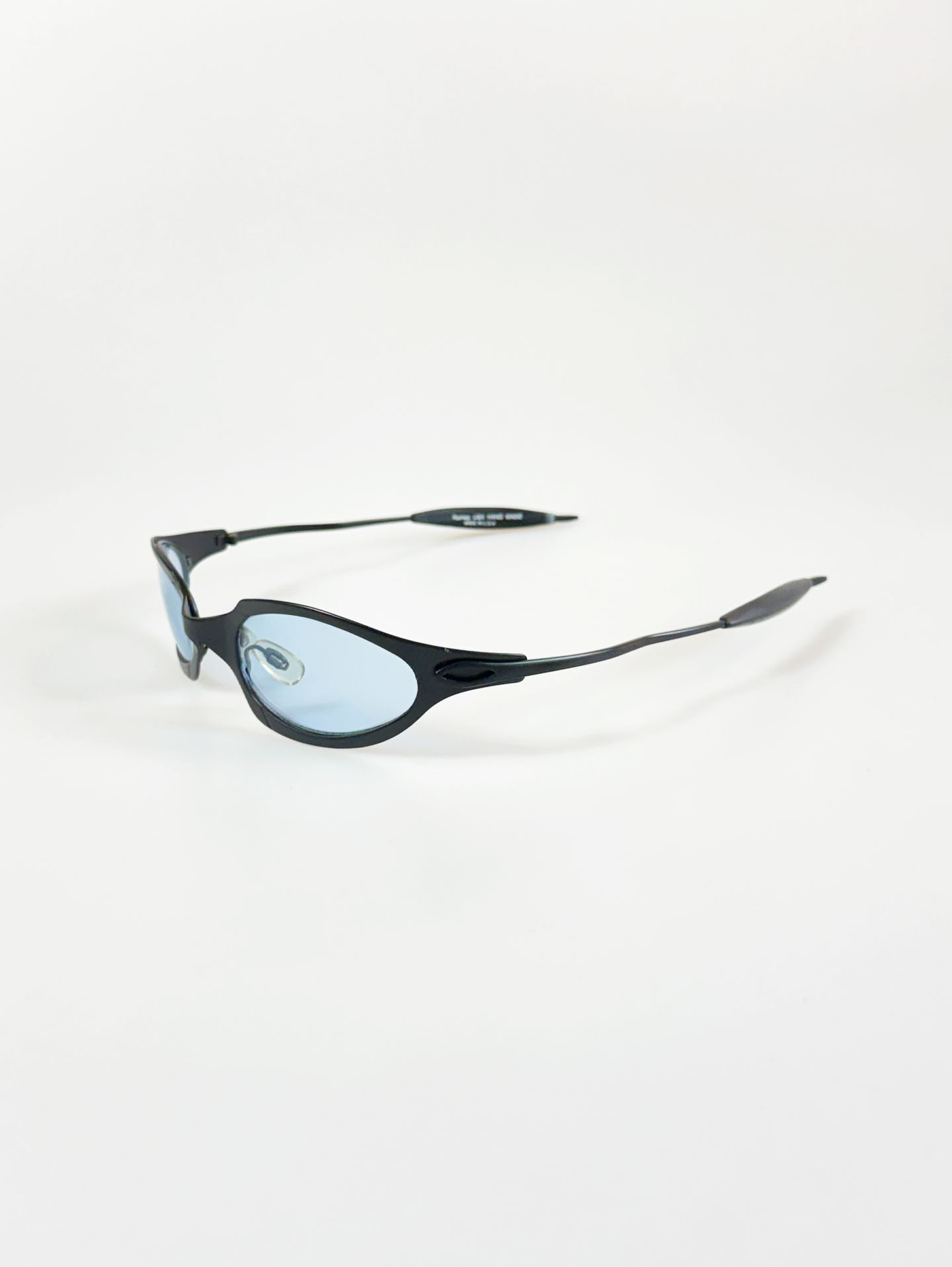Sporty Wrap Oval Black Metal Frame Tinted Sunglasses