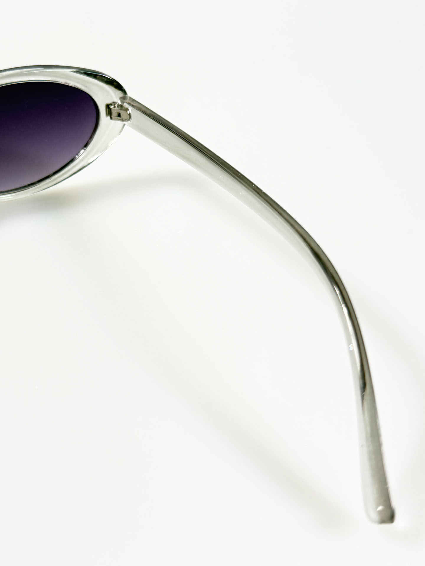 Clear Crystal Semi Cat-Eye Oval Frame Tint Sunglasses