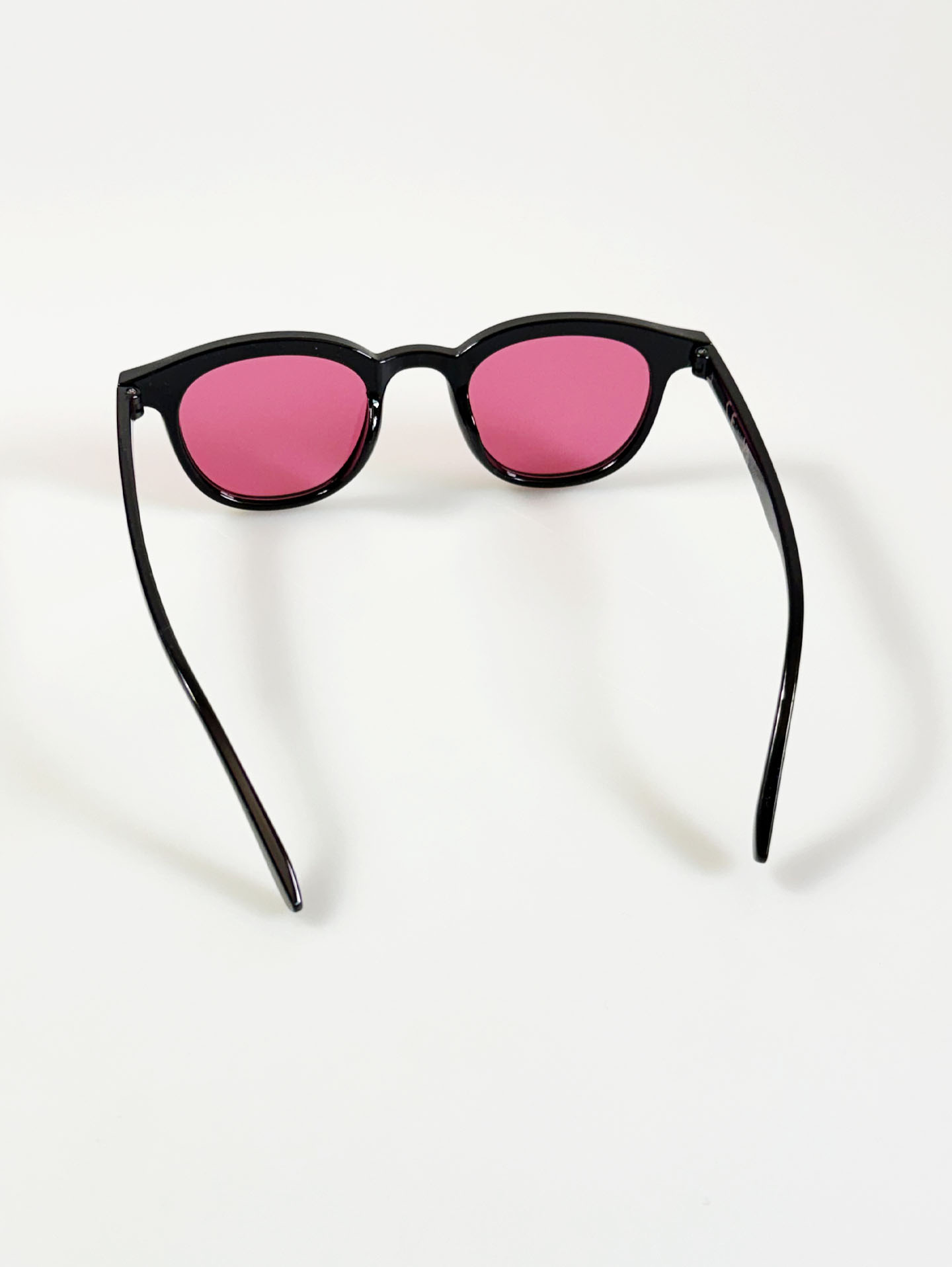 Black Bold Rounded Square Pink Tint Sunglasses