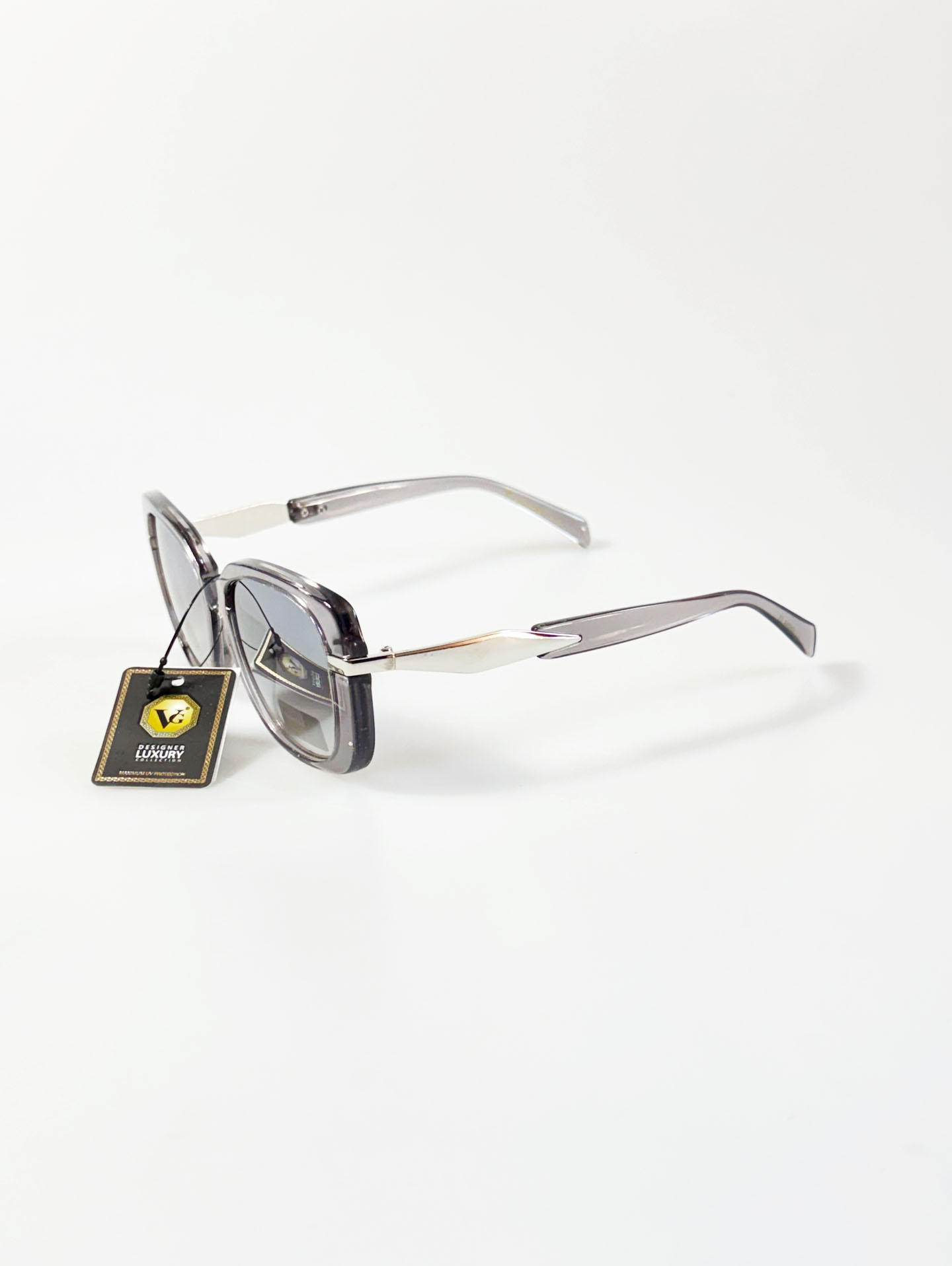 VG EYEWEAR Smoke Gray Oversized Square Acetate Sunglasses