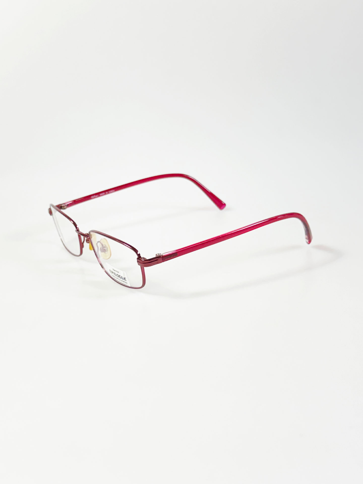 EPILOGUE Cherry Red Slim Square Metal Glasses
