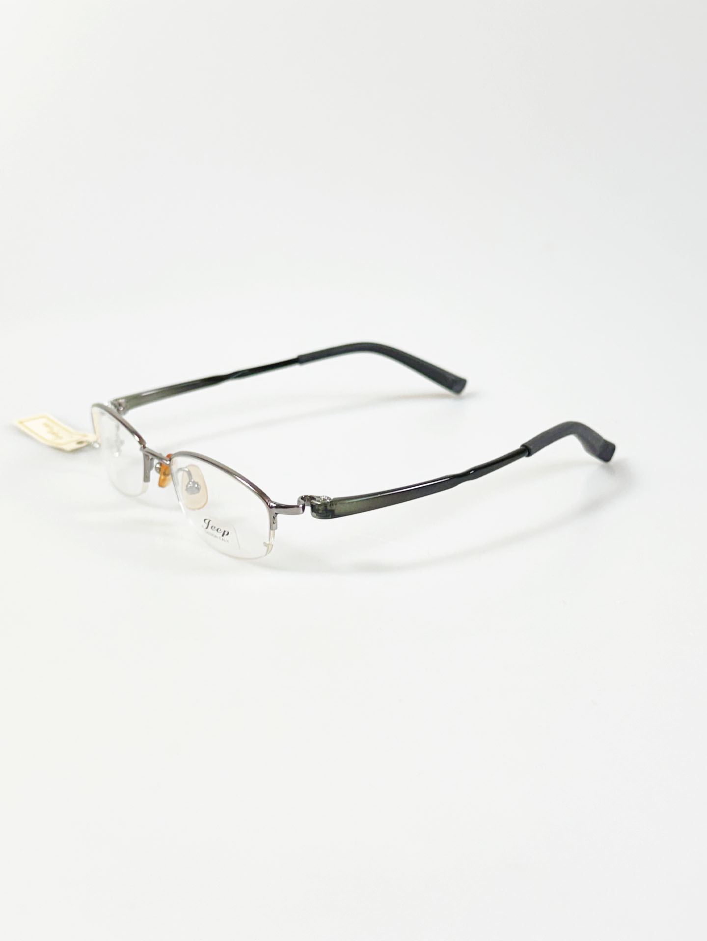 JEEP Dark Silver Semi-Rimless Square Metal Frame Glasses