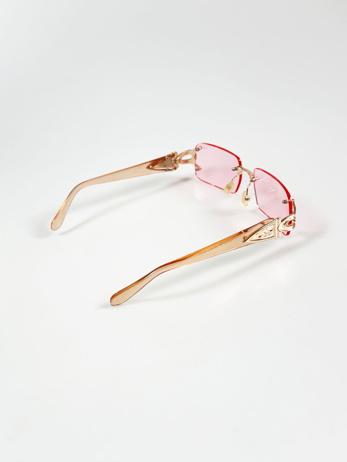 90's CROCOKIDS Pink Rimless Square Metal Tint Sunglasses