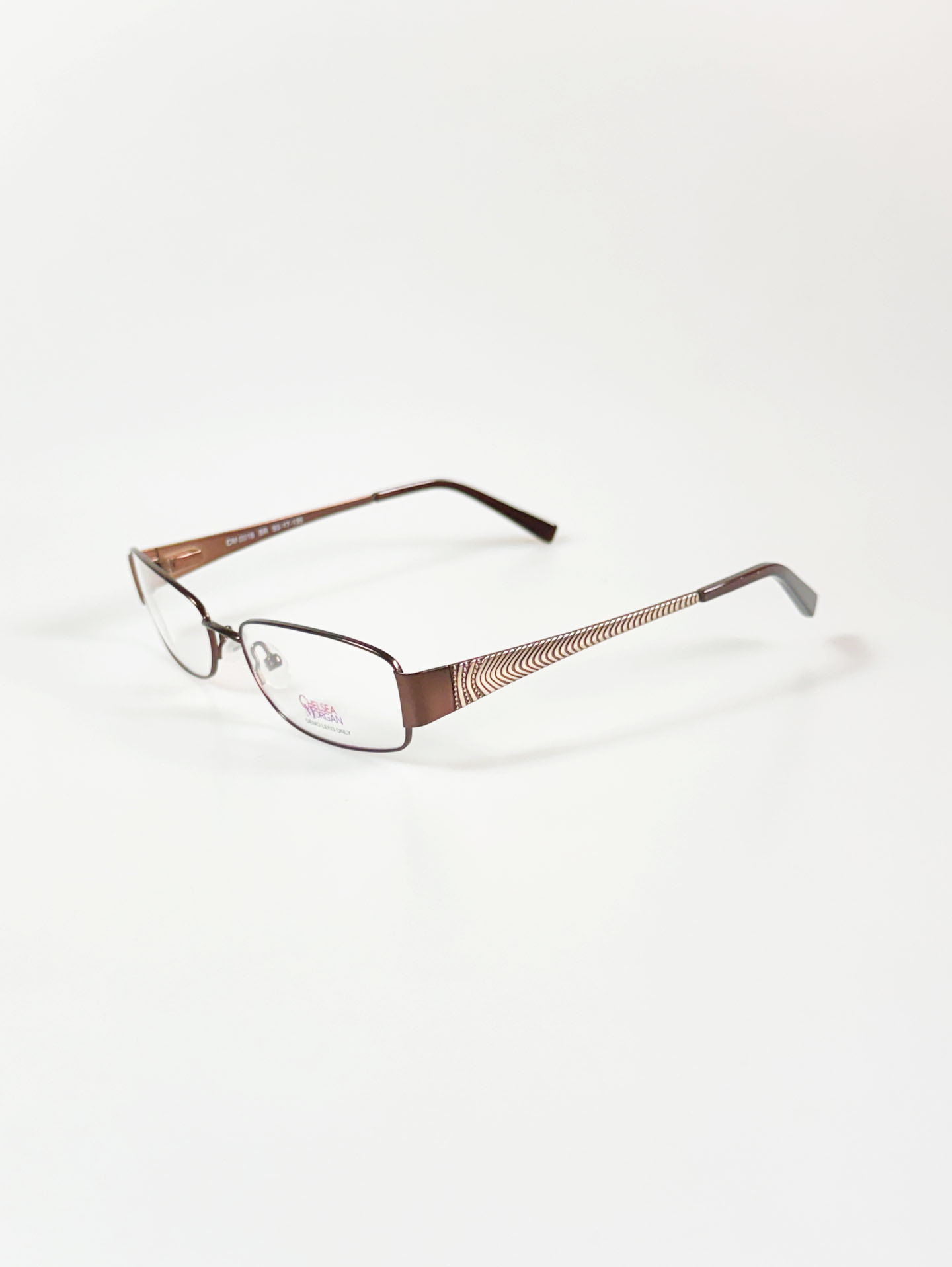 Chelsea Morgan Brown Slim Square Metal Frame Glasses