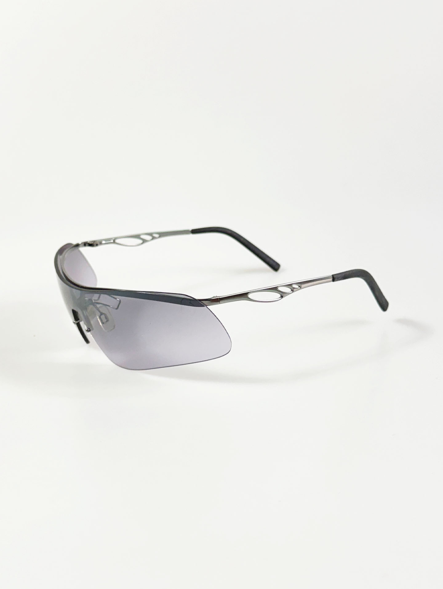 Rimless Shield Goggle Wraparound Metal Sunglasses