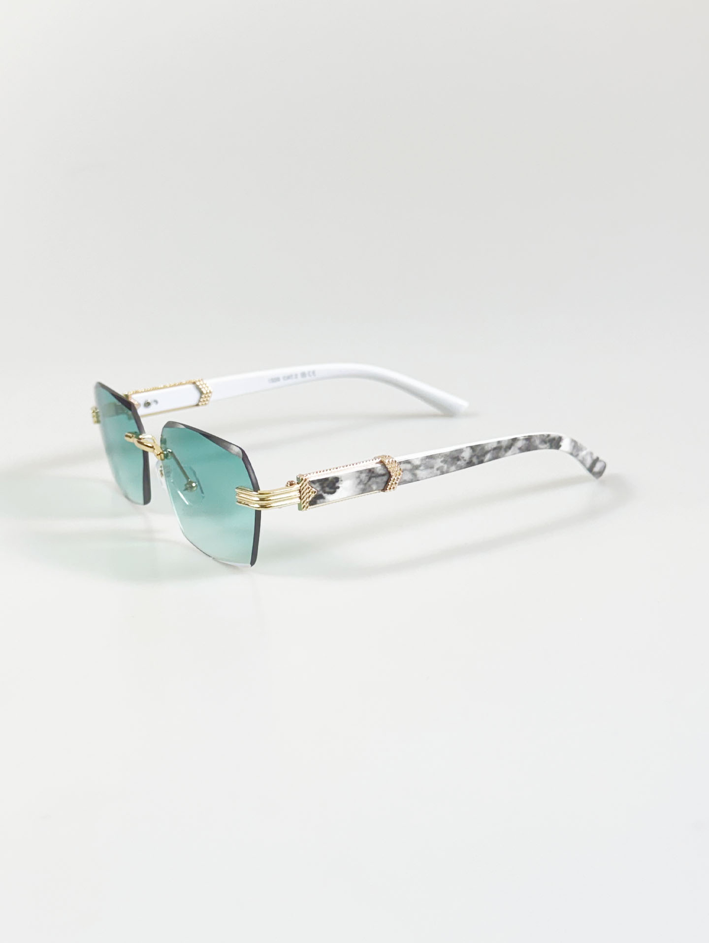 Aqua Green Gradient Rimless Square Frame Sunglasses