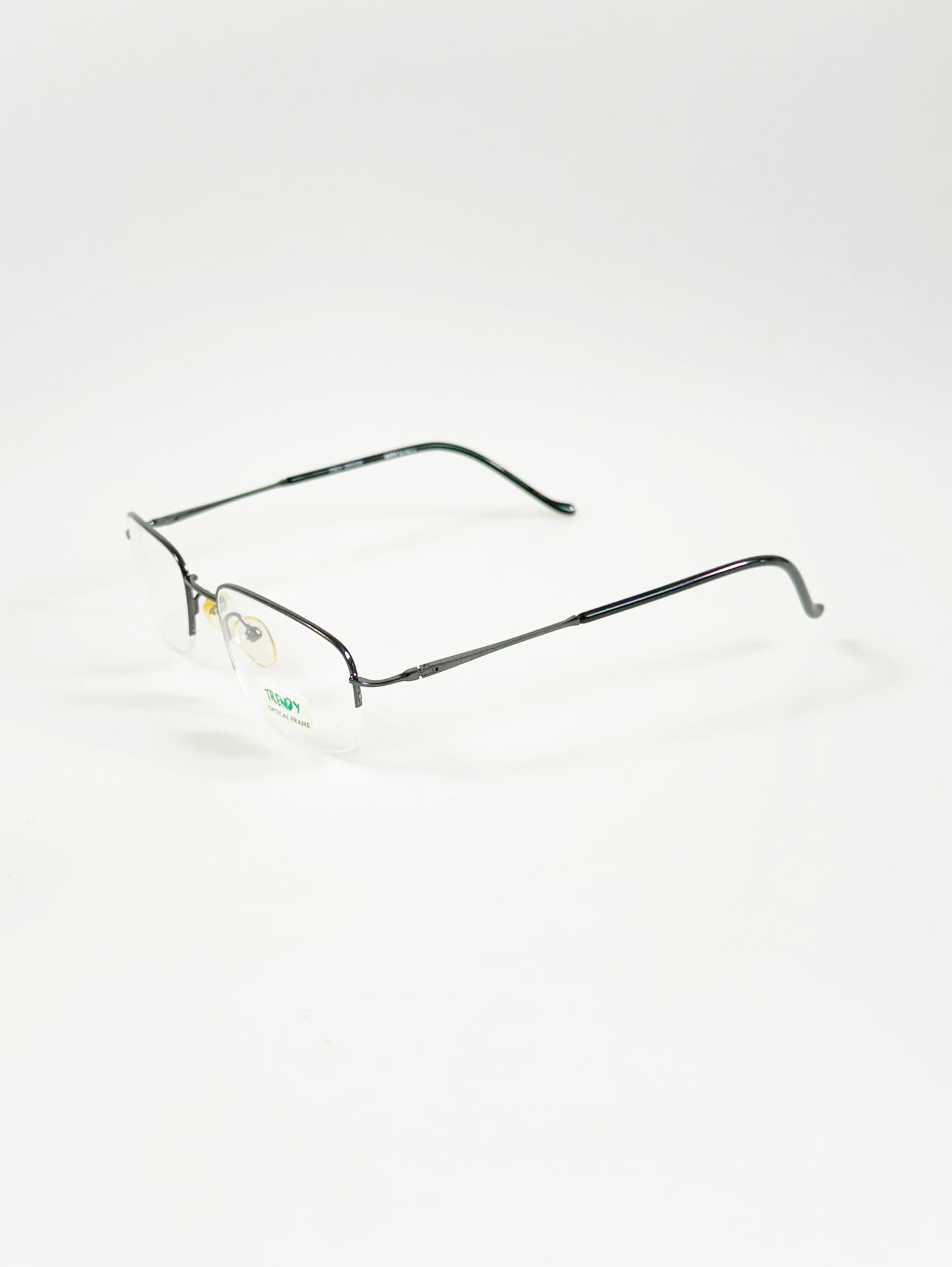 TRENDY Gunmetal Square Half-Rim Glasses