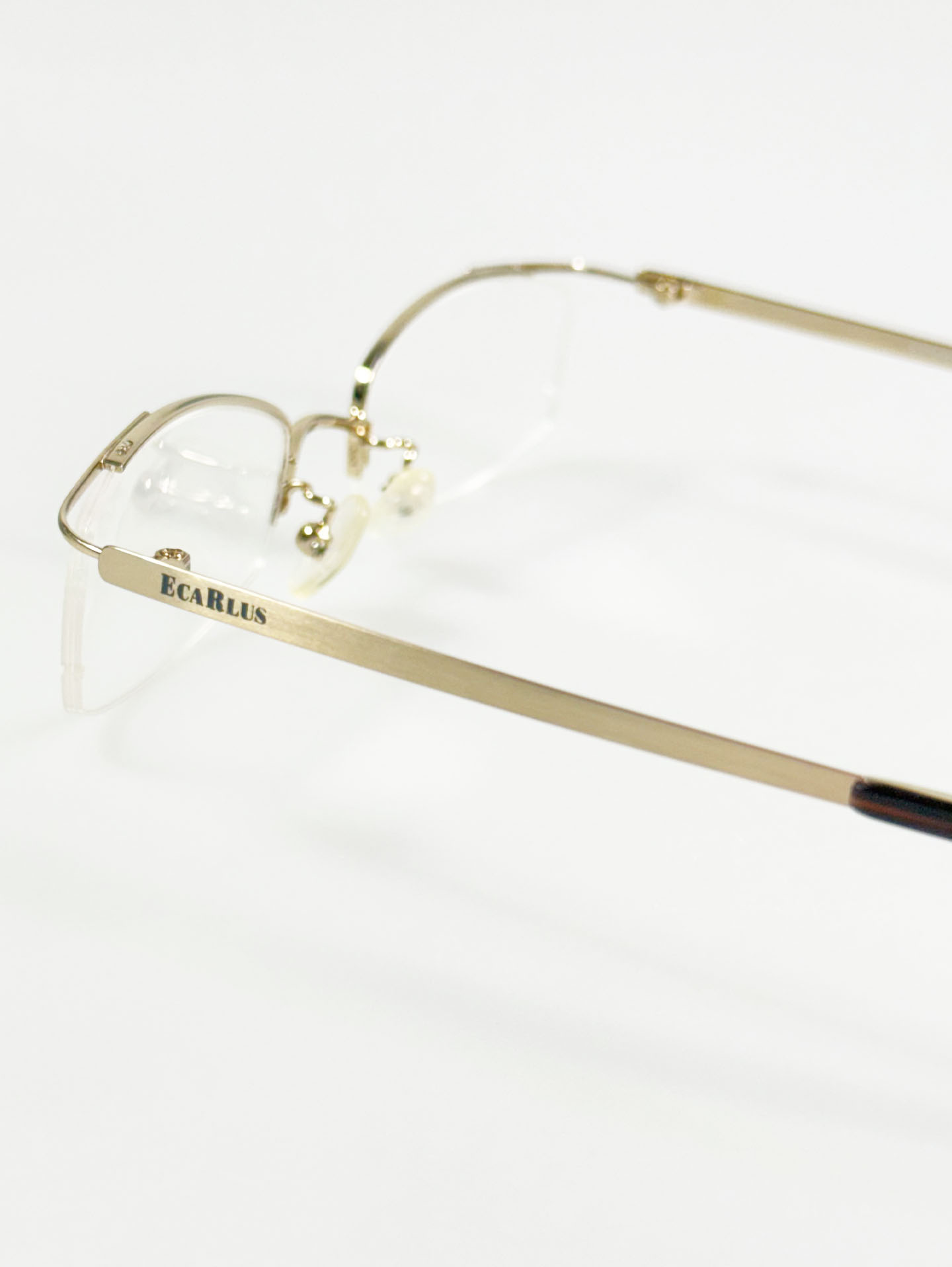 ECARLUS Gold Half-Rim Square Metal Glasses