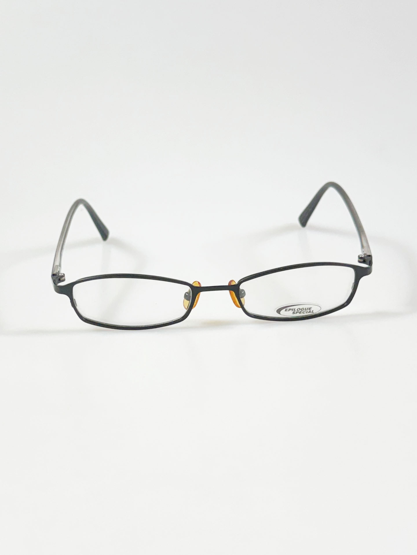 EPILOGUE Matte Black Slim Square Metal Glasses
