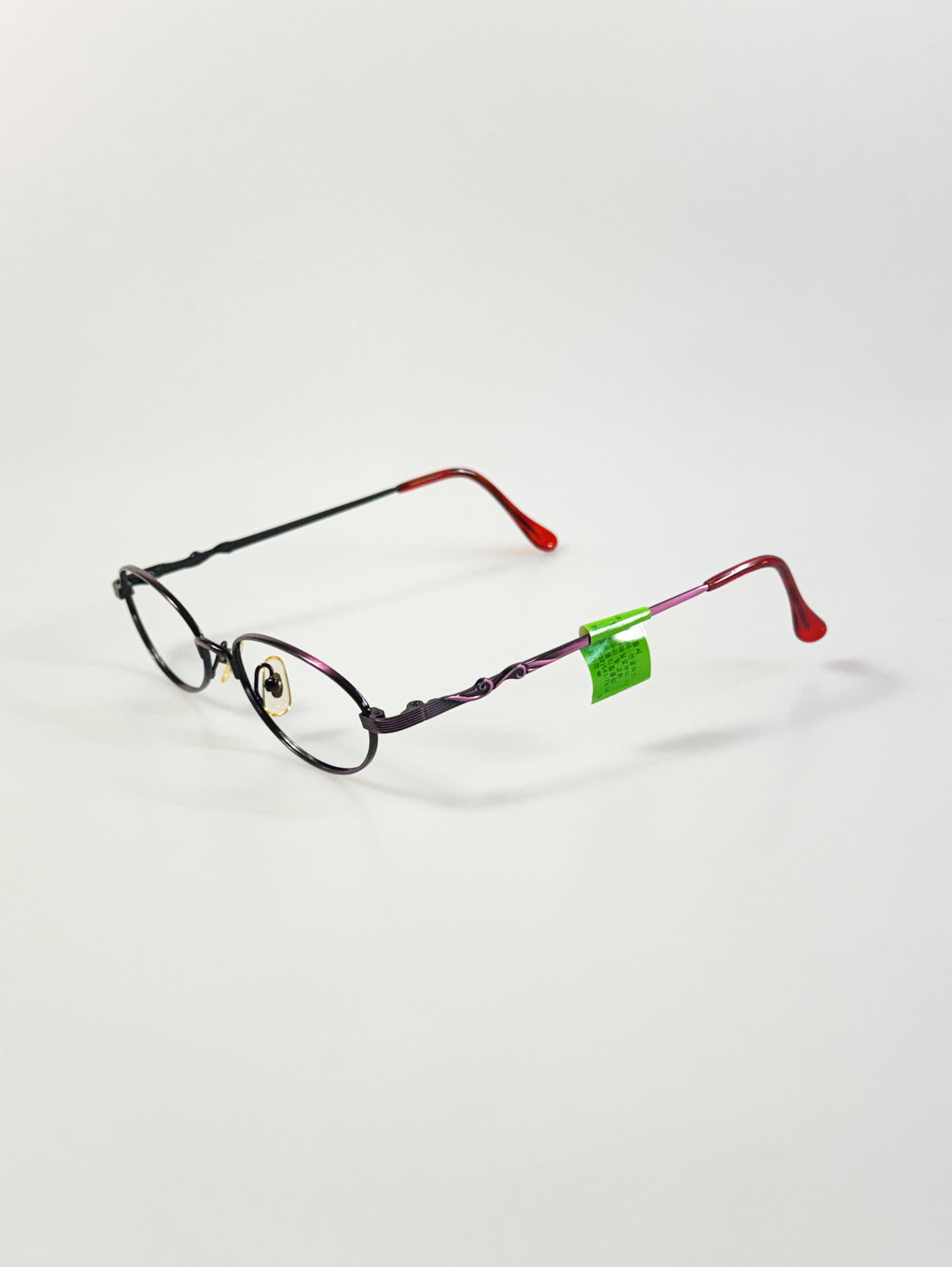 90's BEST ONE Dark Purple Slim Oval Metal Glasses