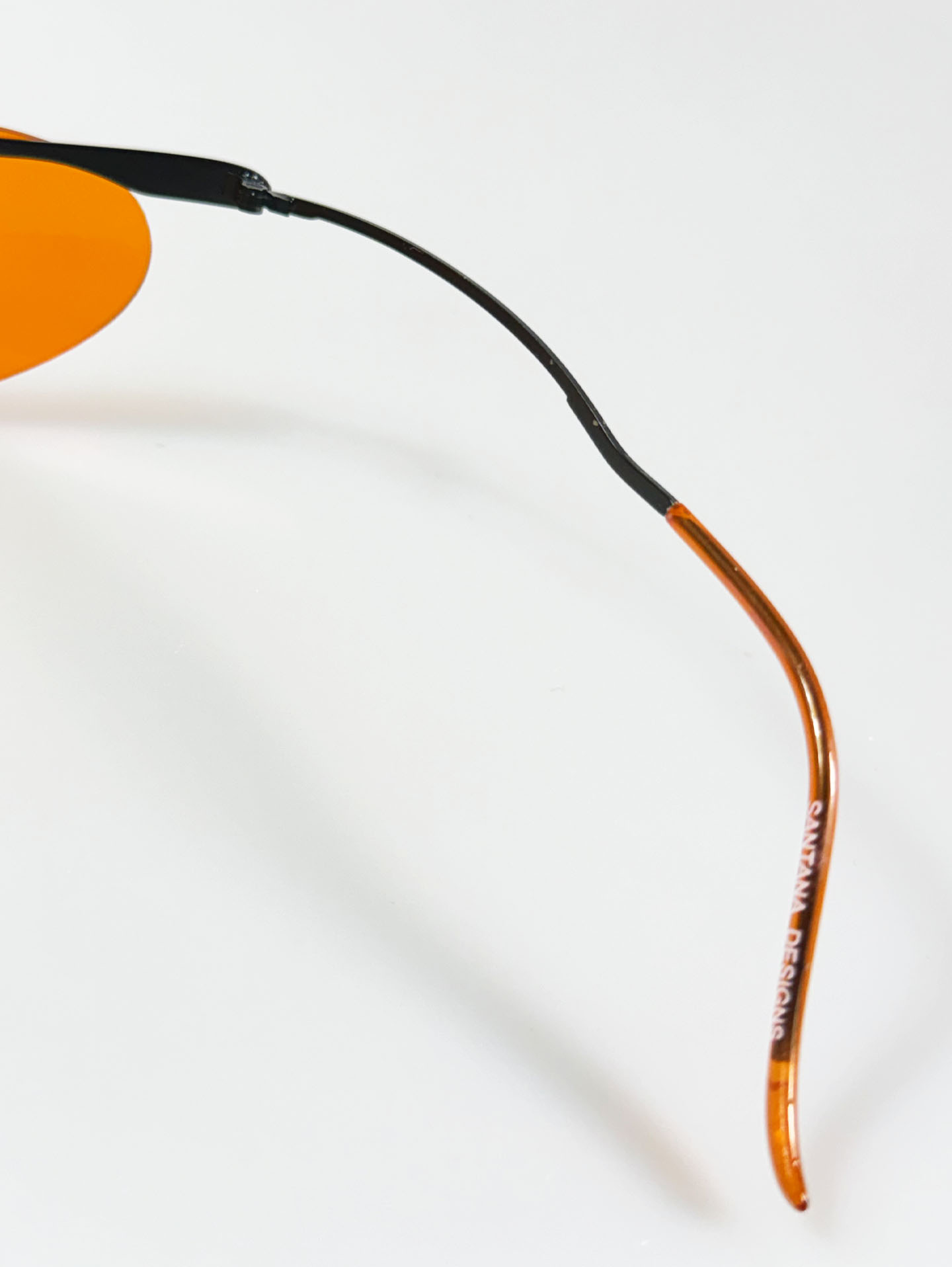 90's SANTANA Gunmetal Rimless Oval Orange Tint Sunglasses