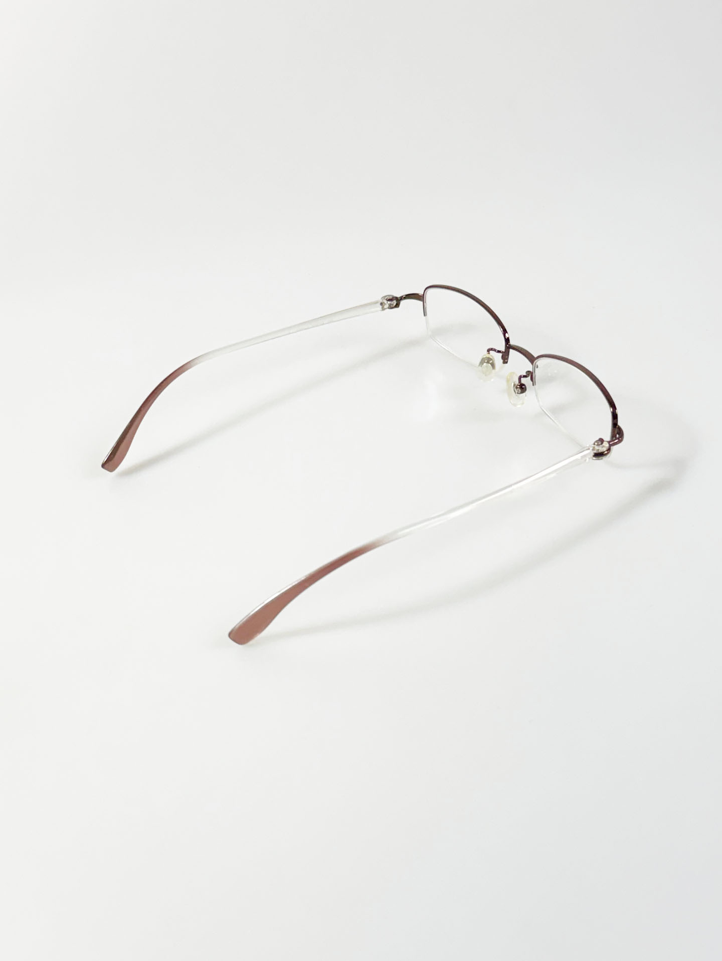 Brown Half Rim Square Metal Glasses
