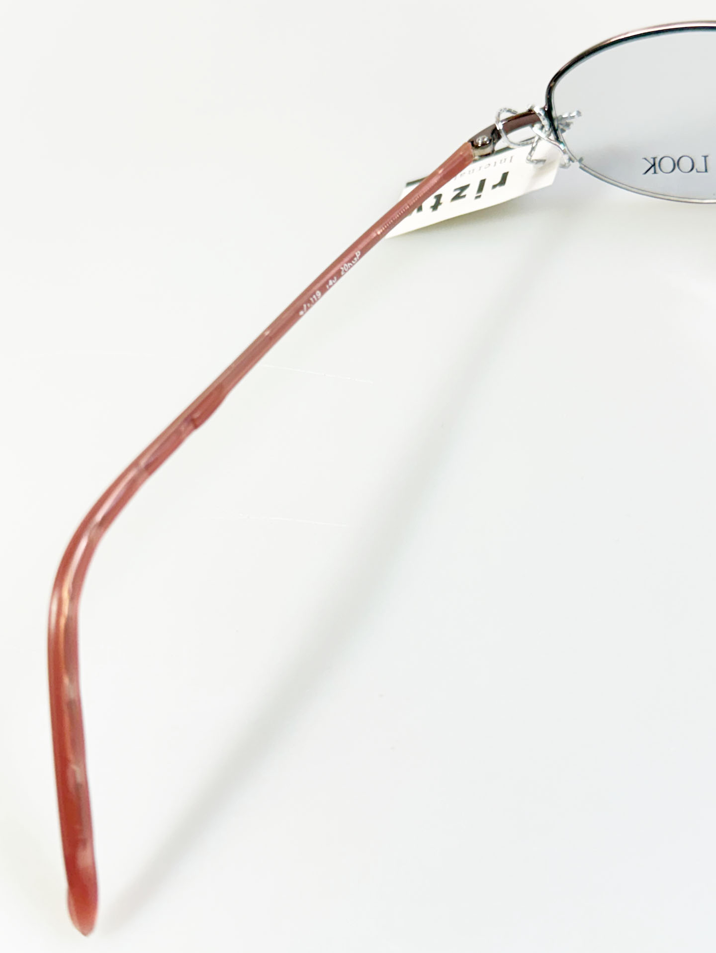 90's EYE LOOK Brown Slim Oval Semi-Rimless Metal Frame Glasses