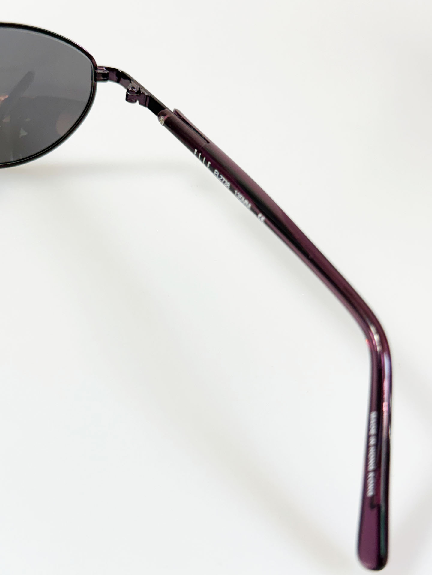 90s ELLE Violet Slim Oval Metal Frame Sunglasses