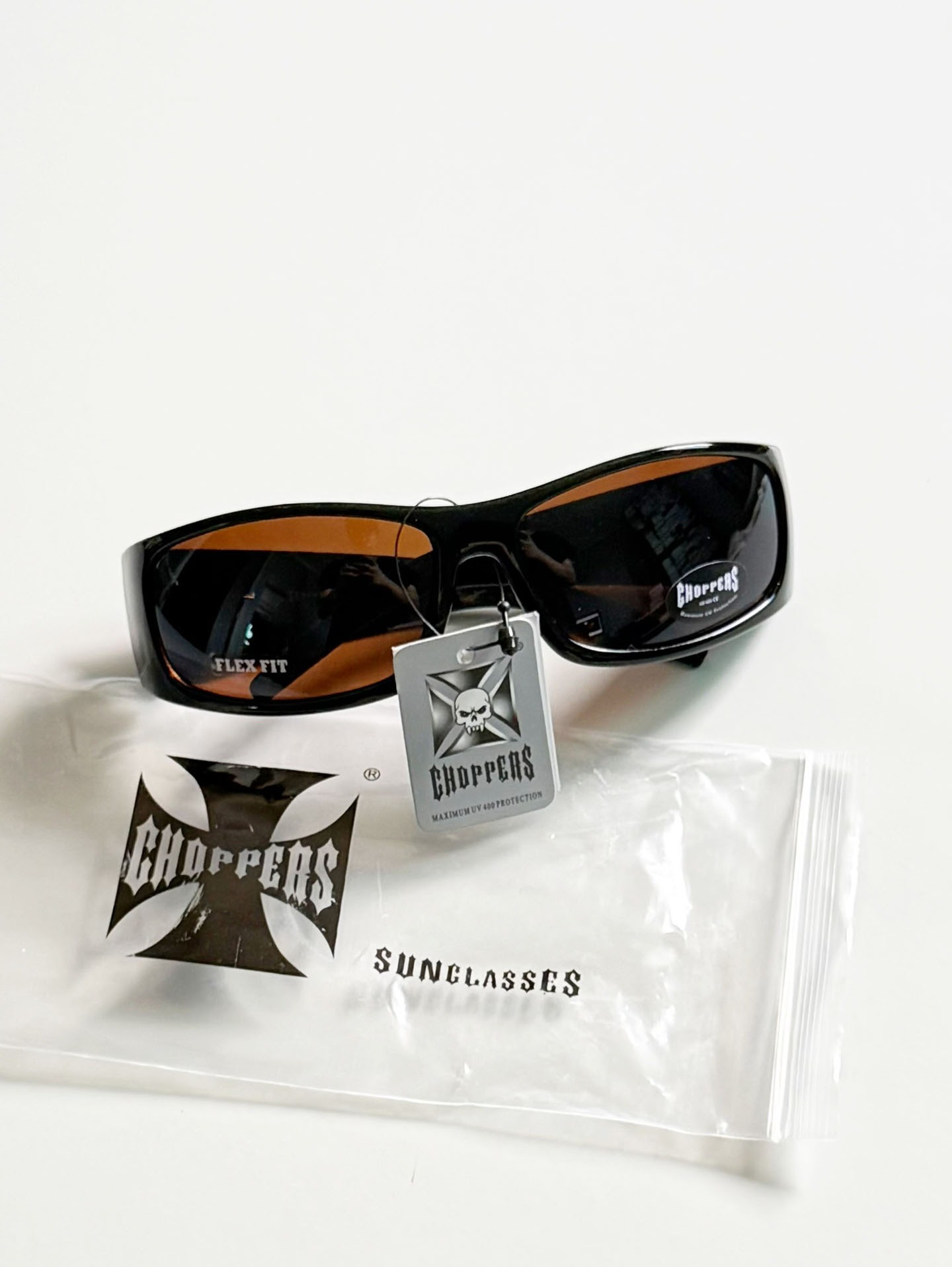CHOPPERS Matte Black Wraparound Biker Tint Sunglasses