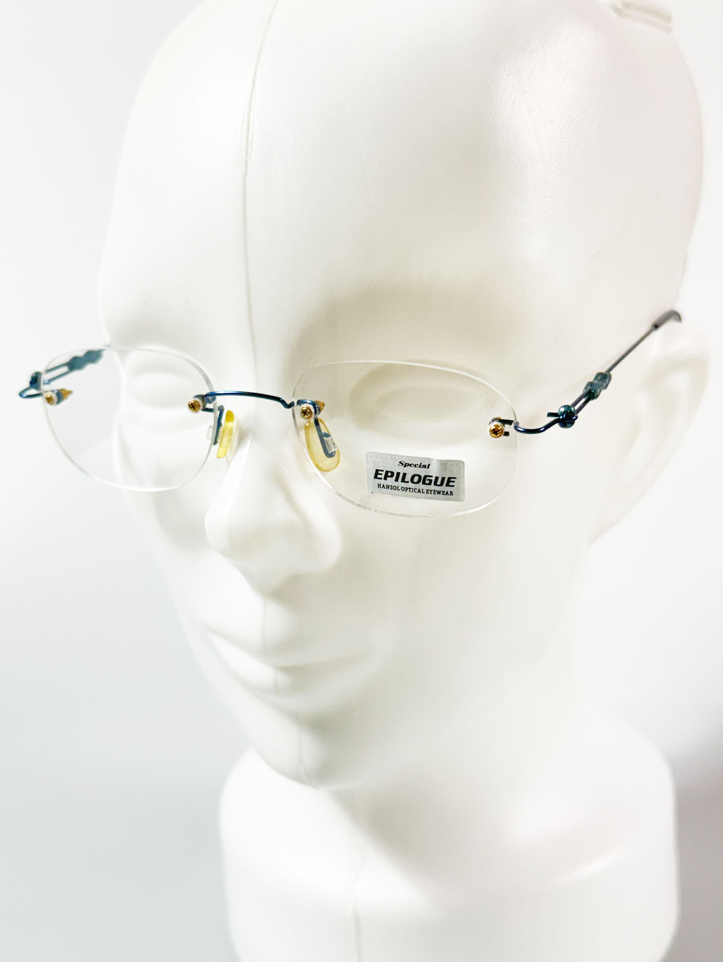 EPILOGUE Blue Rimless Square Metal Glasses
