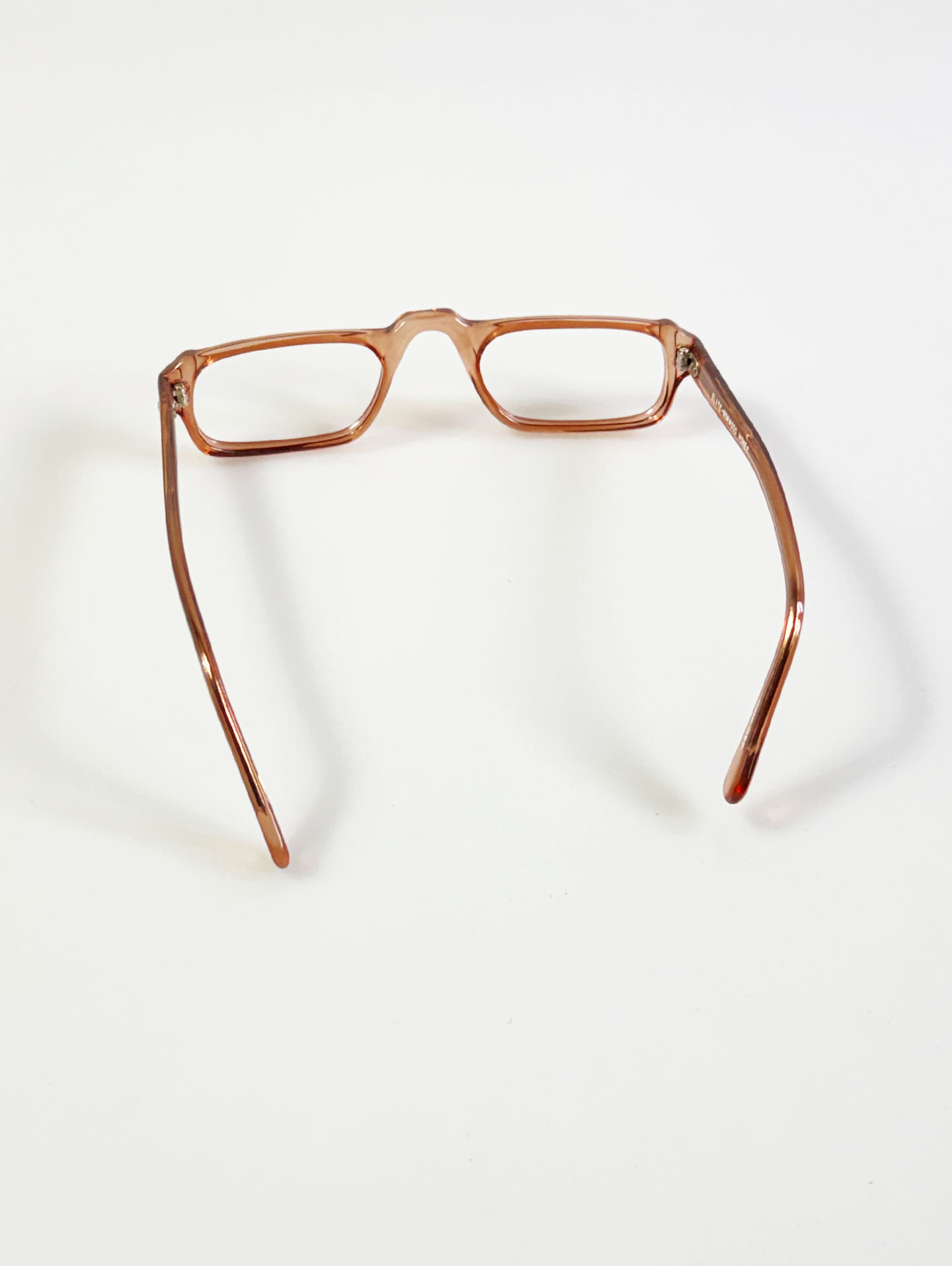 90's ELITE Honey Brown Transparent Square Acetate Horn-Rim Glasses