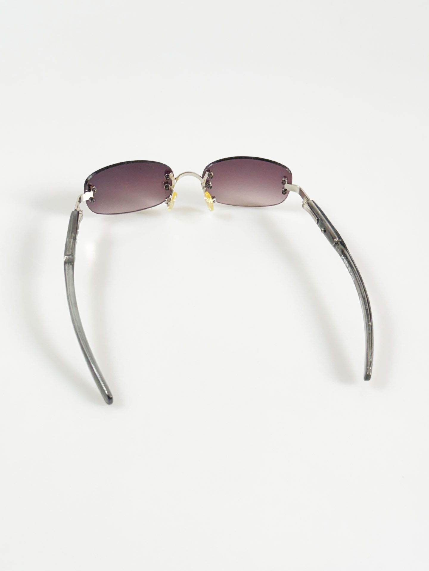 Silver Rimless Square Metal Frame Sunglasses