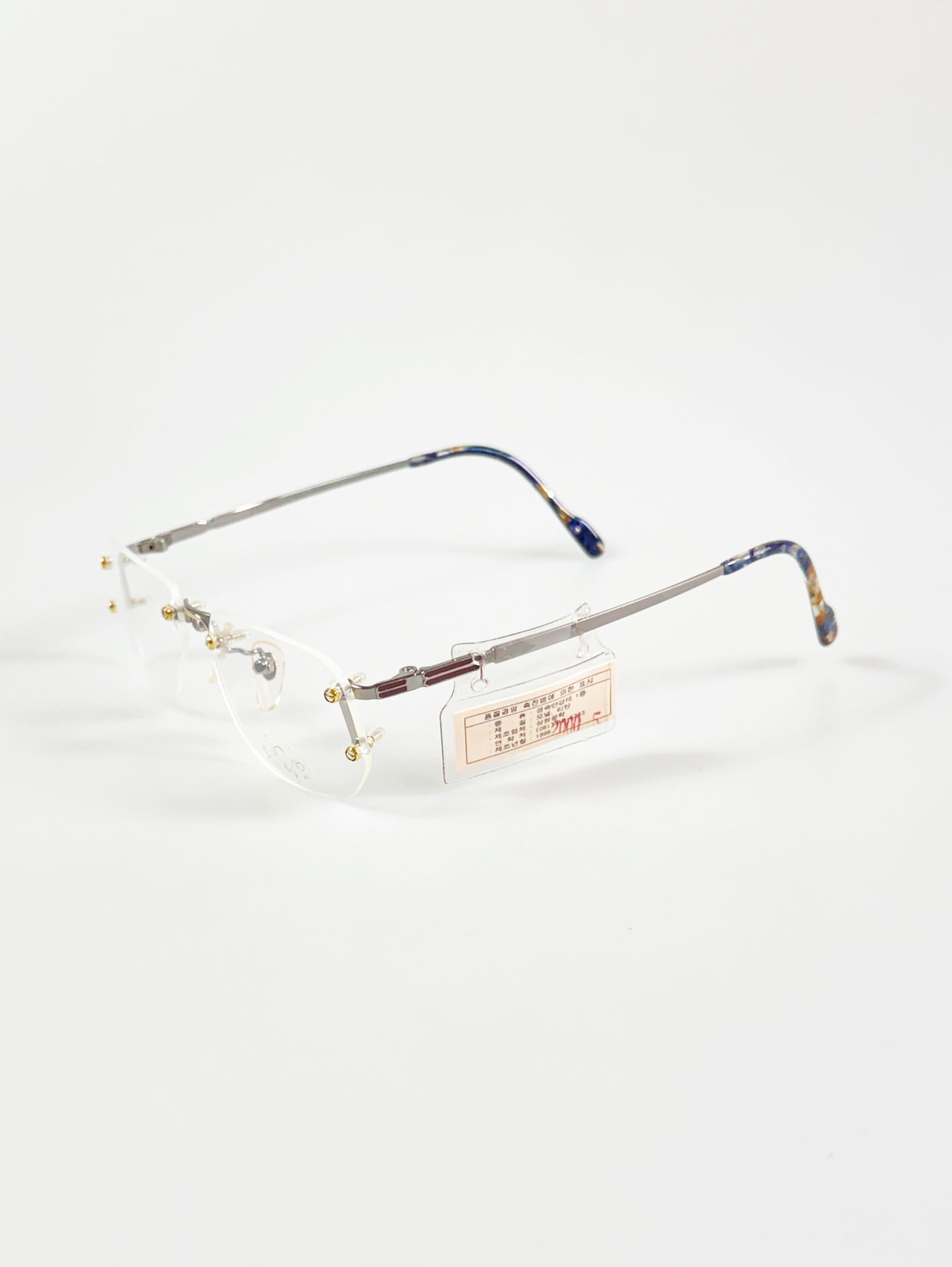 90’s REABEARO Rimless Square Silver Metal Glasses