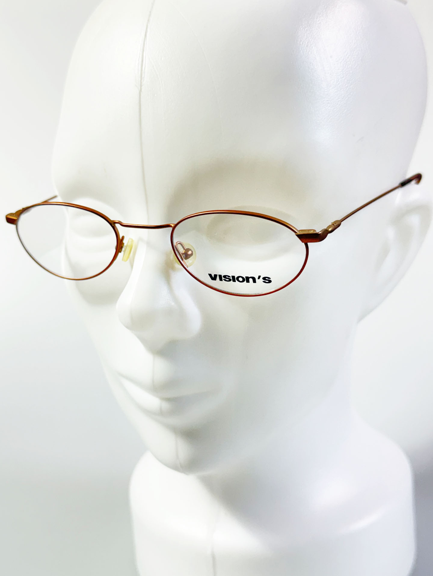 VISION'S Slim Oval Brown Metal Glasses