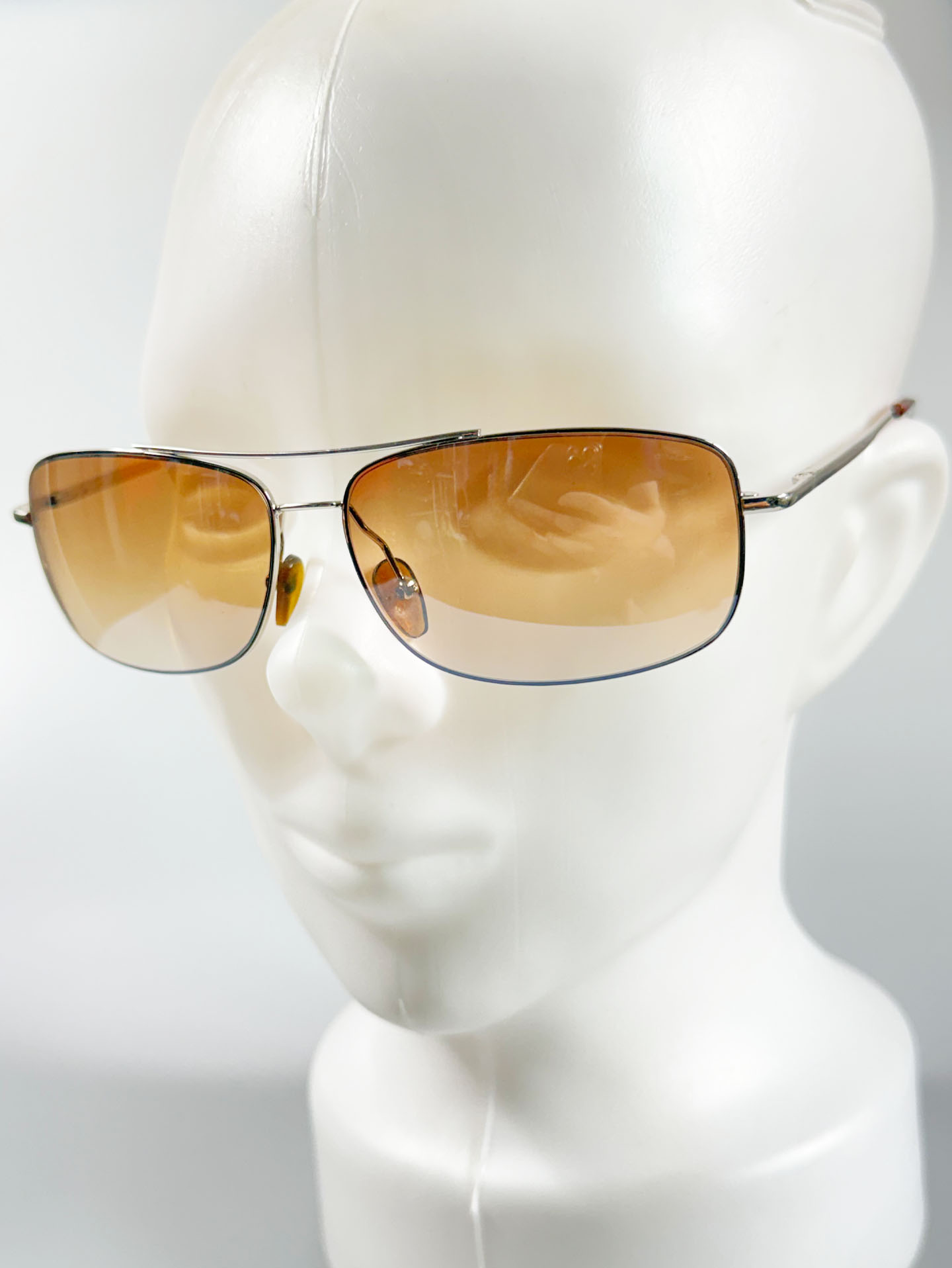 Silver Double Bridge Slim Square Tint Sunglasses