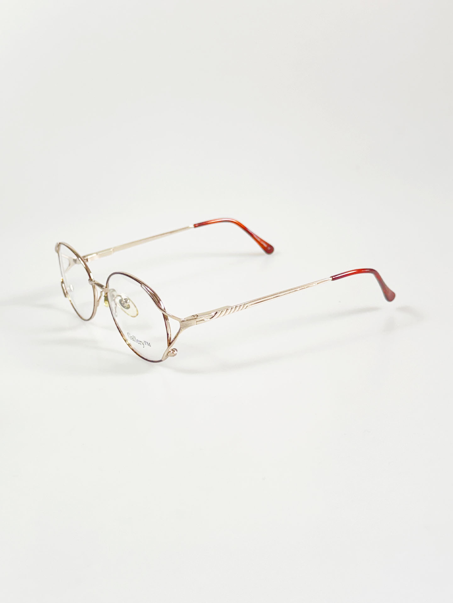 90's GALLERY Gold & Tortoishell Oval Metal Frame Glasses