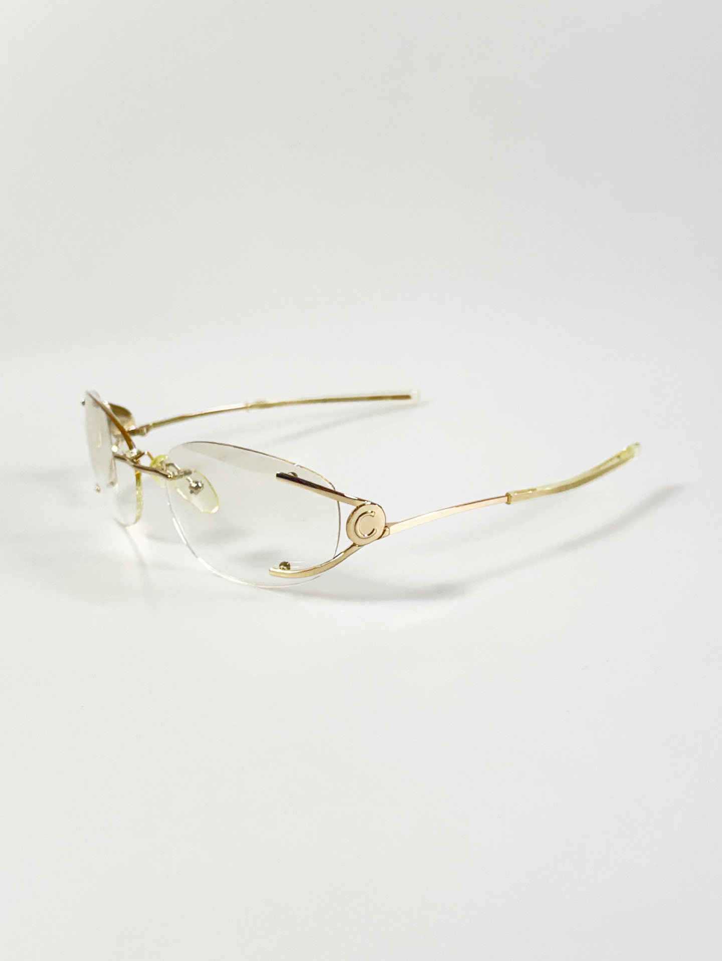 90's KALEIDO Gold Semi-Rimless Square Metal Frame Glasses