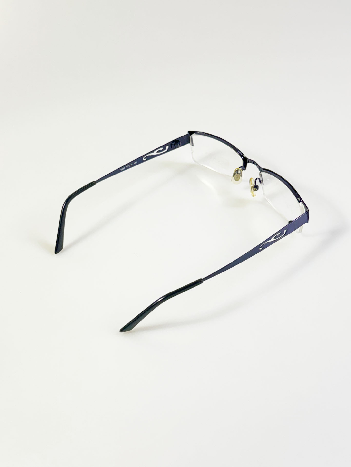 HARU Semi-Rimless Navy Square Metal Frame Glasses