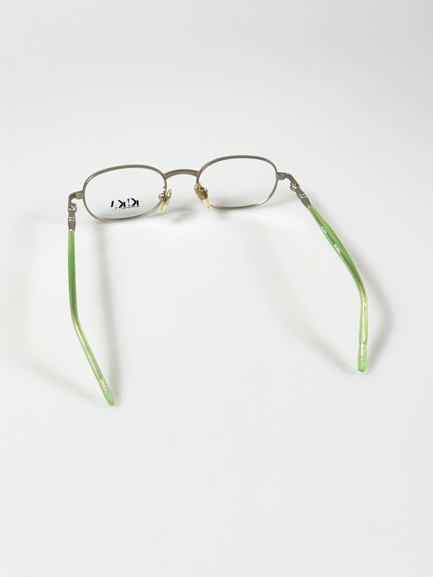 90's K!KA Silver Slim Square Metal Frame Glasses