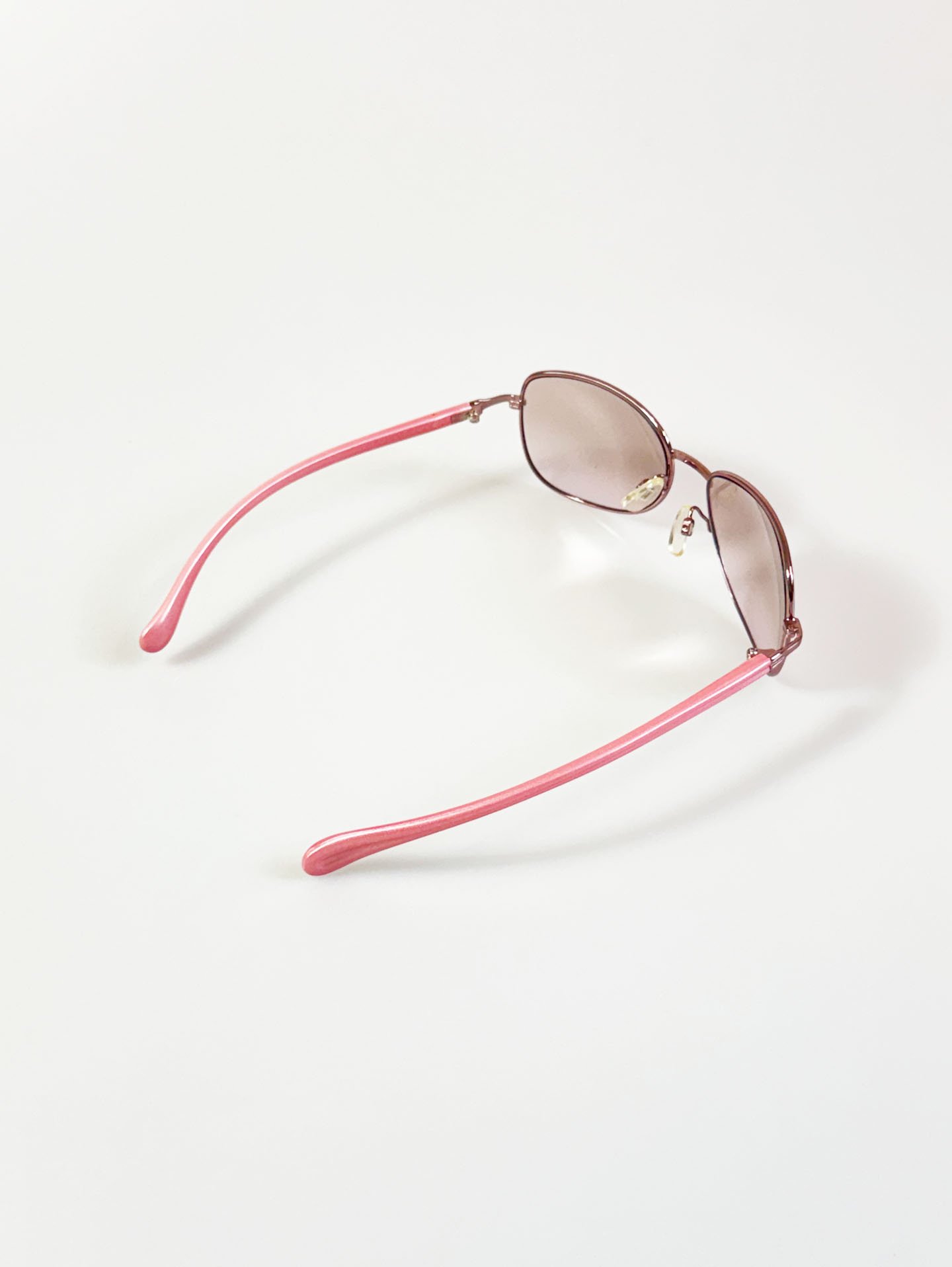 Pink Metal Slim Square Tinted Sunglasses