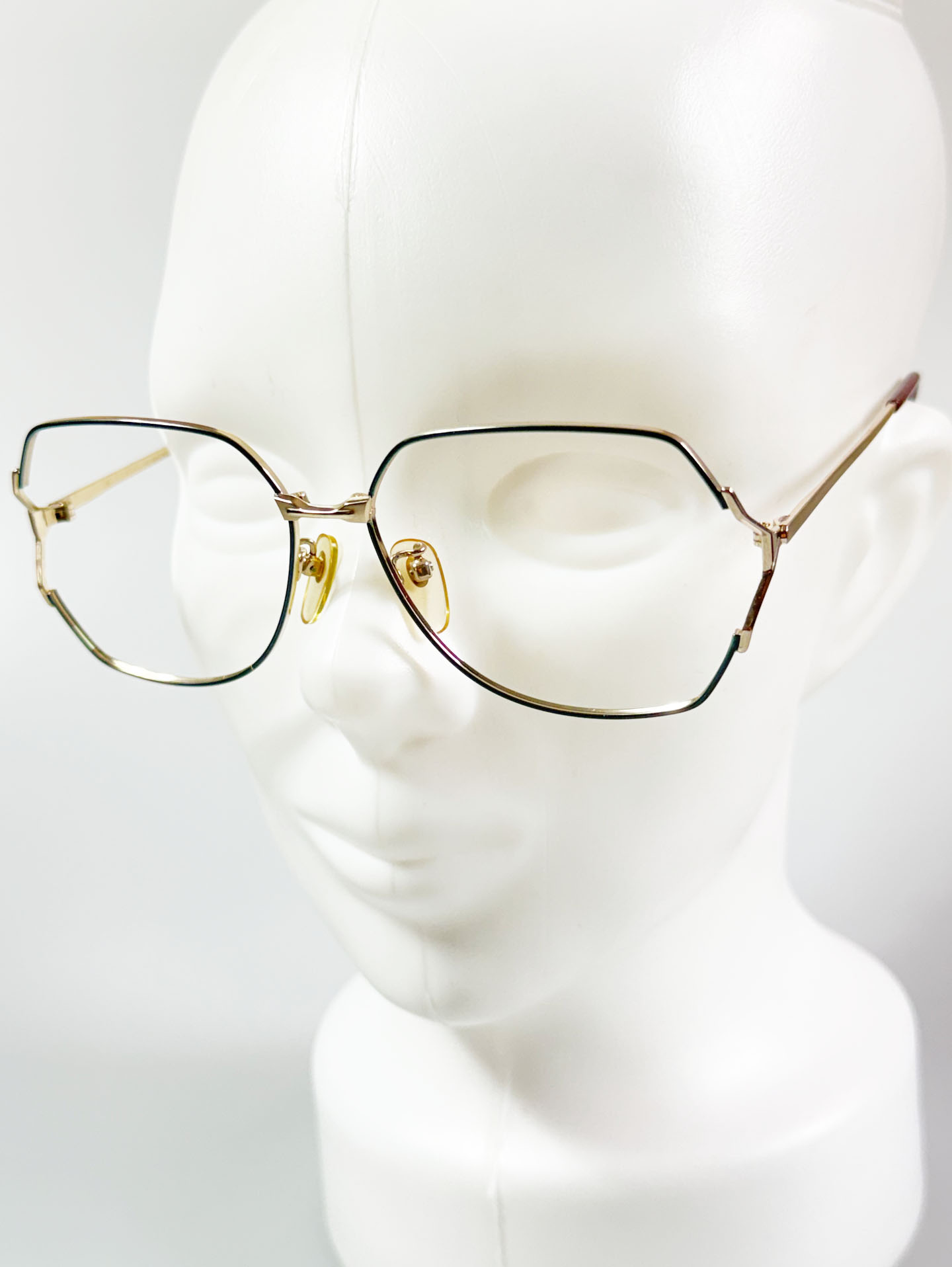 90's SJ STAR Gold-Tone Geometric Metal Frame Glasses