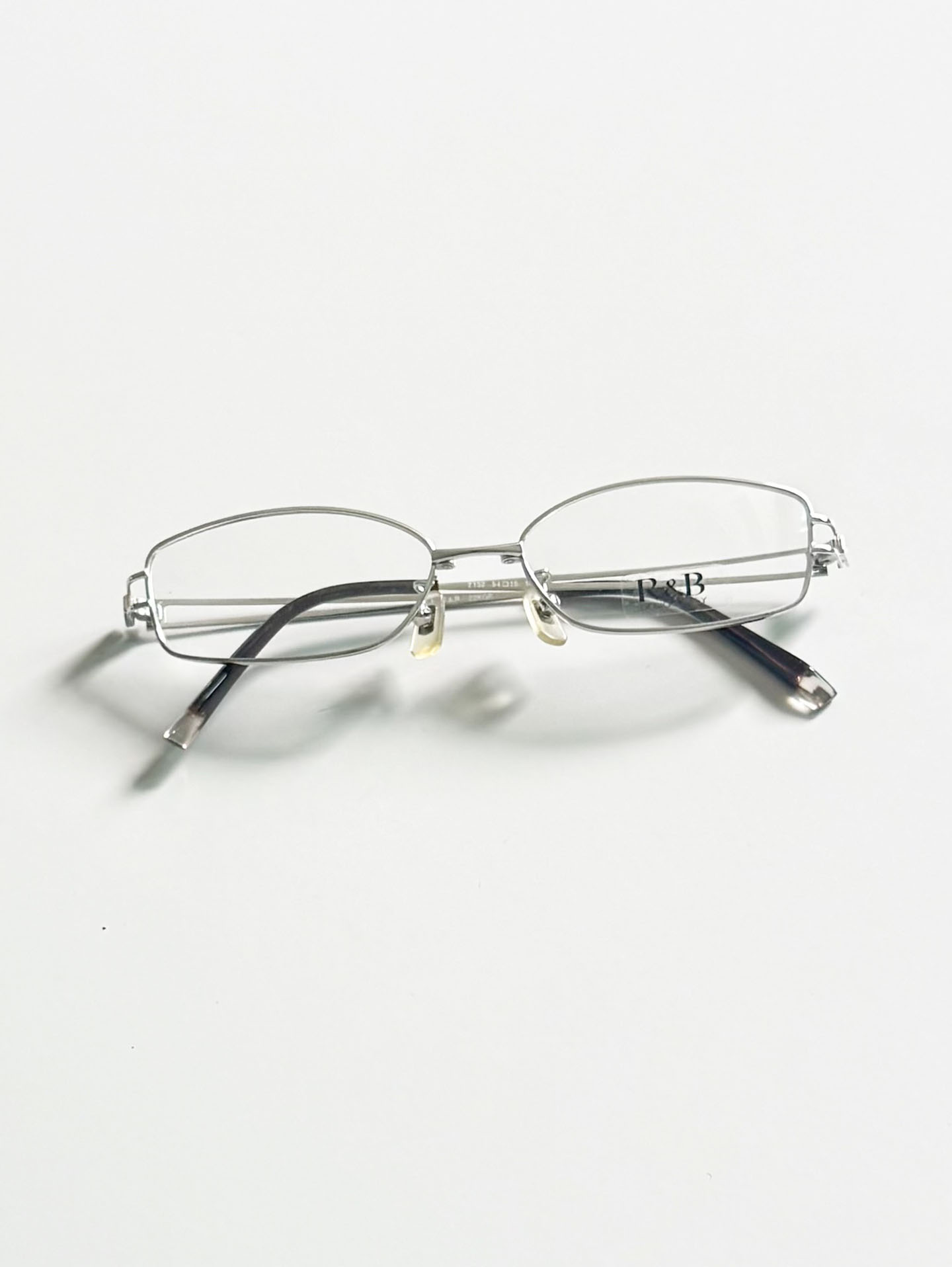 R&B Eyewear Silver Slim Square Metal Glasses