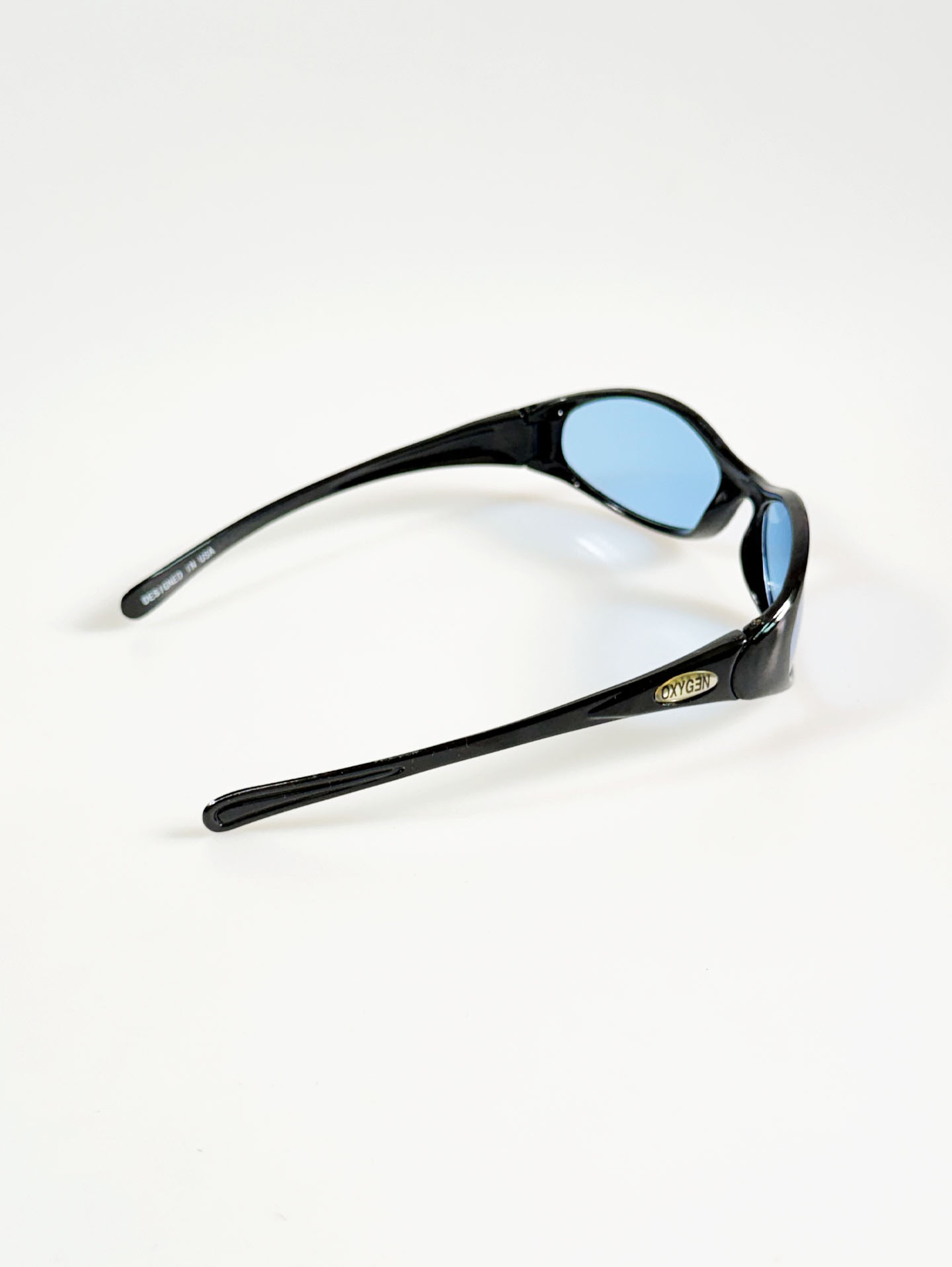 90's OXYGEN Black Wraparound Oval Tint Sunglasses