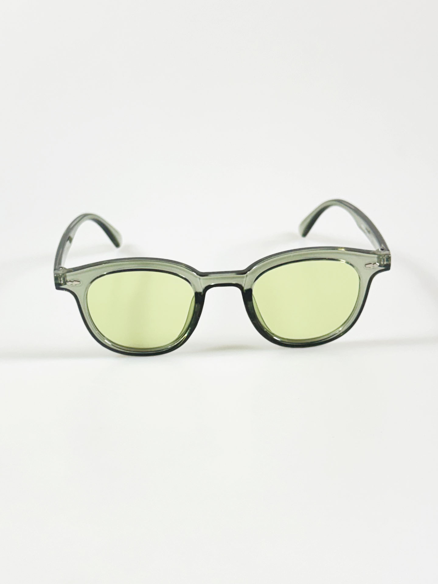 Smoke Olive Clear Bold Round Frame Tint Sunglasses