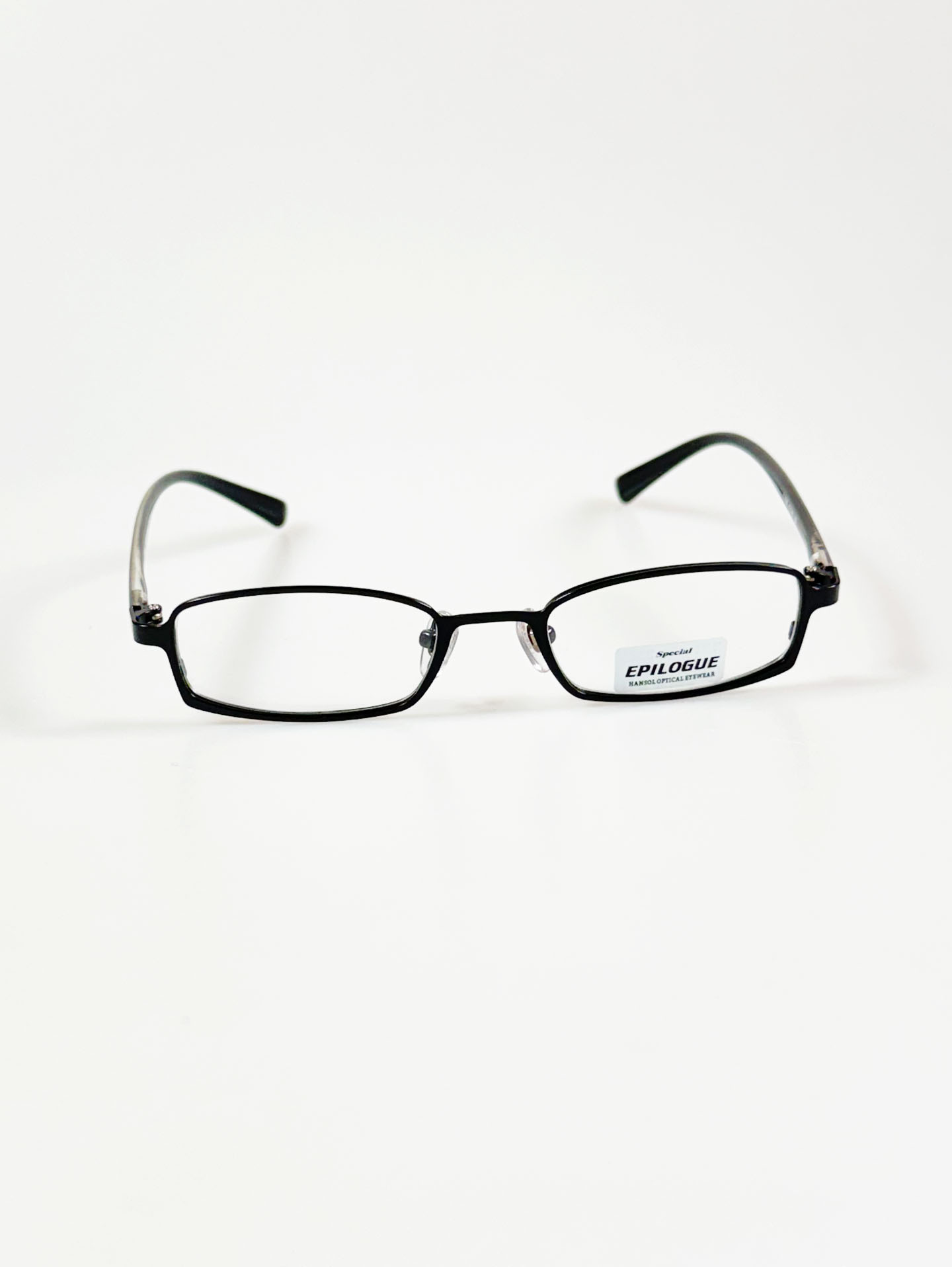 EPILOGUE Black Slim Square Metal Frame Glasses