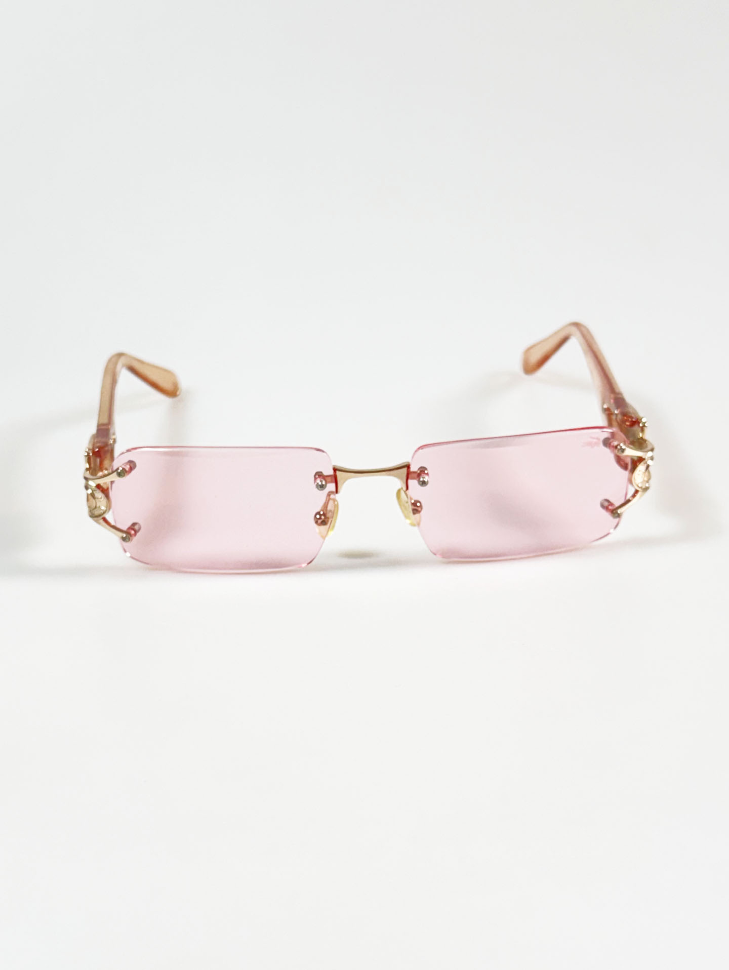 90's CROCOKIDS Pink Rimless Square Metal Tint Sunglasses