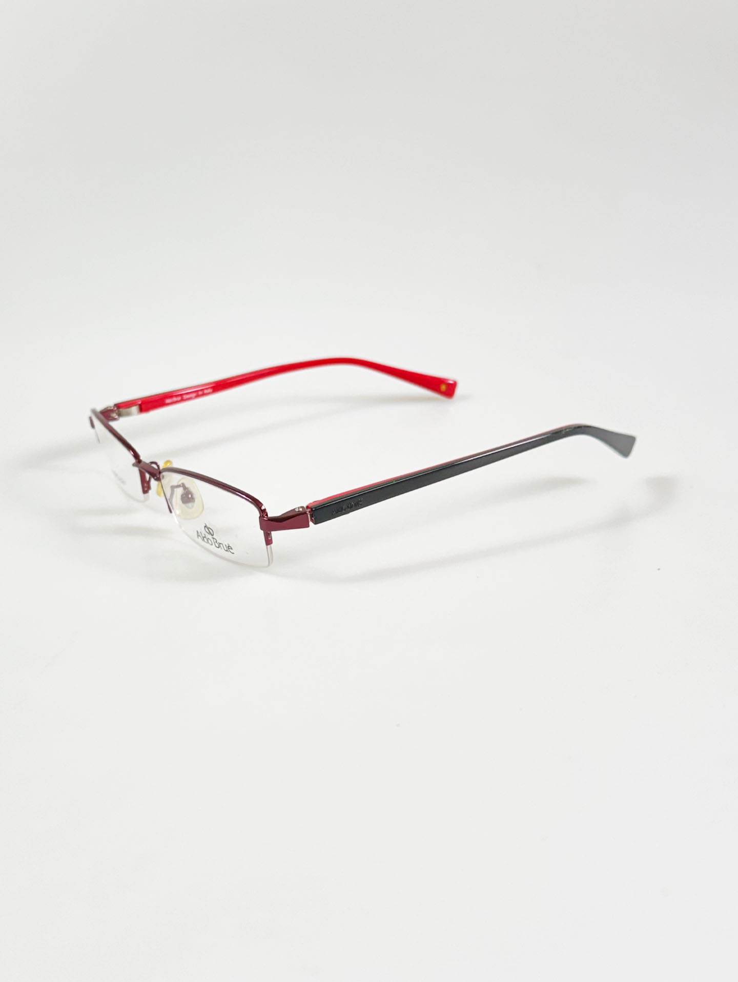 Aldo Brue Burgundy Half-Rim Square Metal Glasses