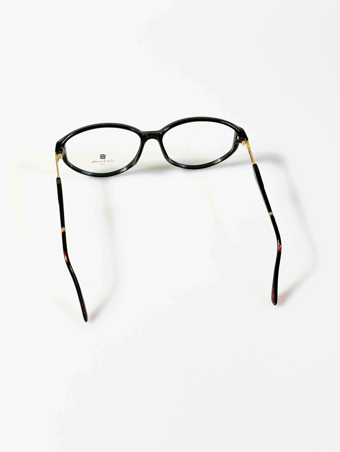 90's Guy Laroche Paris Black Oval Horn-Rim Frame Glasses