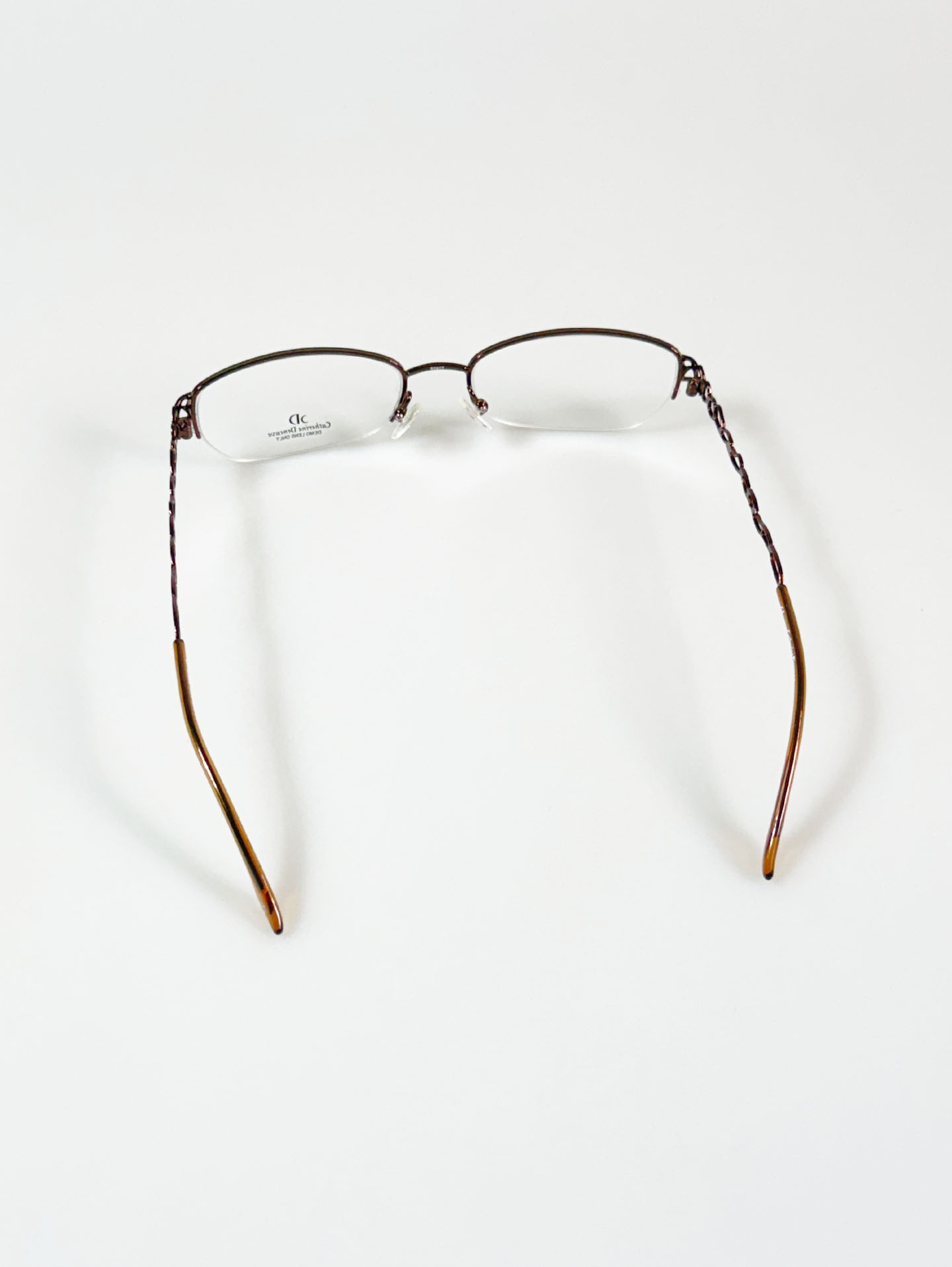 Catherine Deneuve Slim Square Half-Rim Metal Frame Glasses