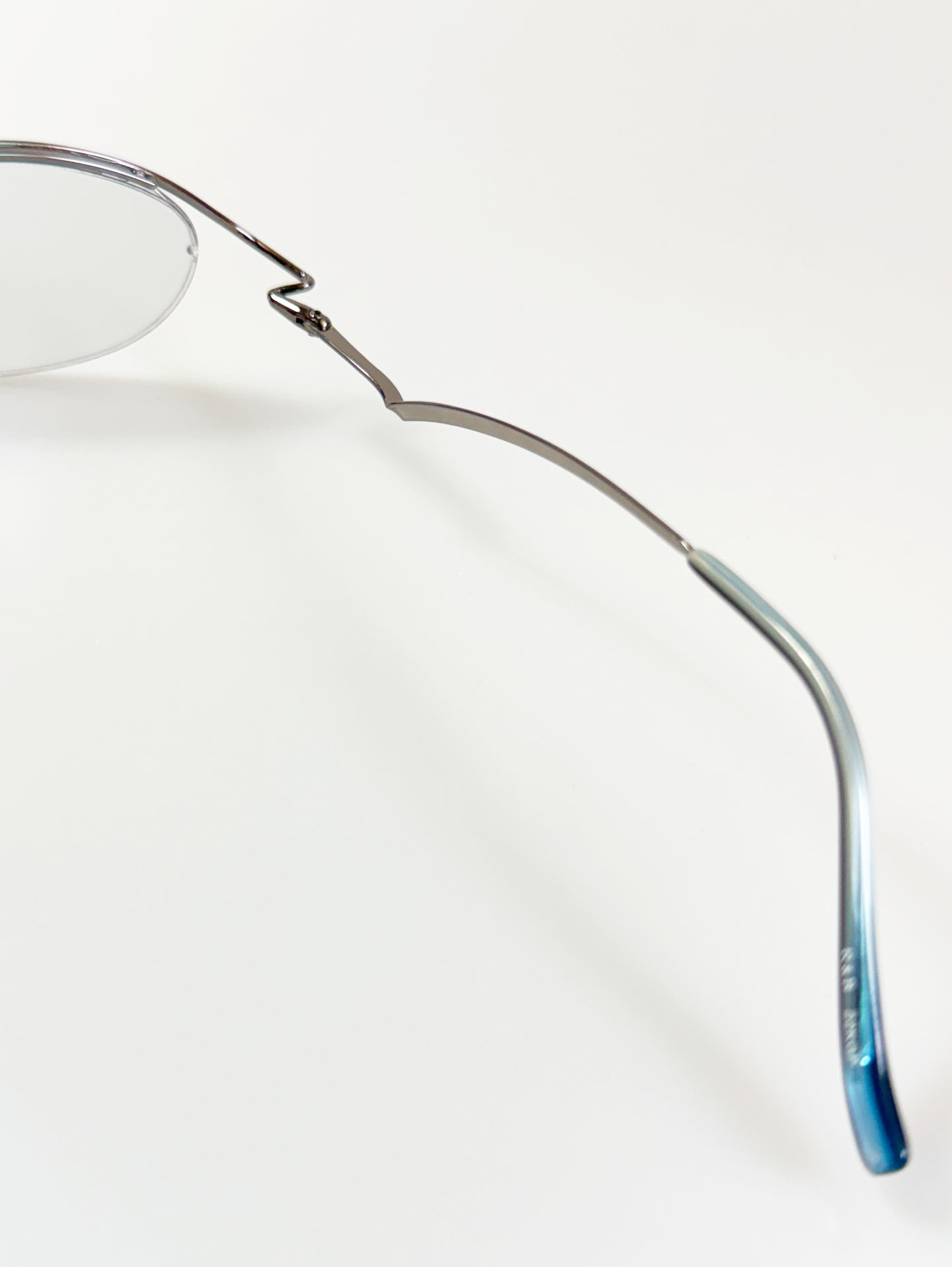 R&B Eyewear Silver Slim Oval Semi-Rimless Metal Glasses