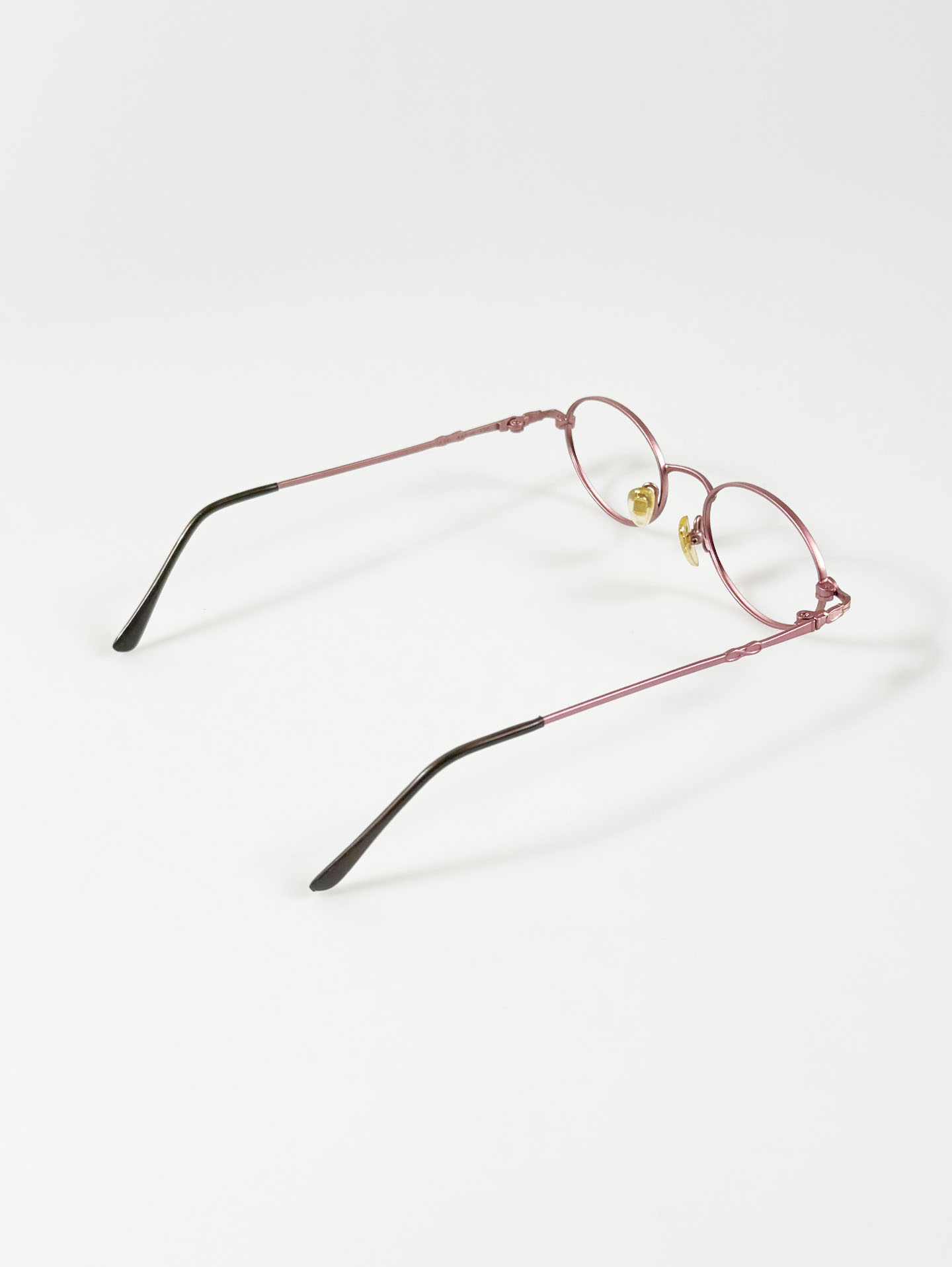 90's TORTOISE Pink Slim Oval Metal Glasses