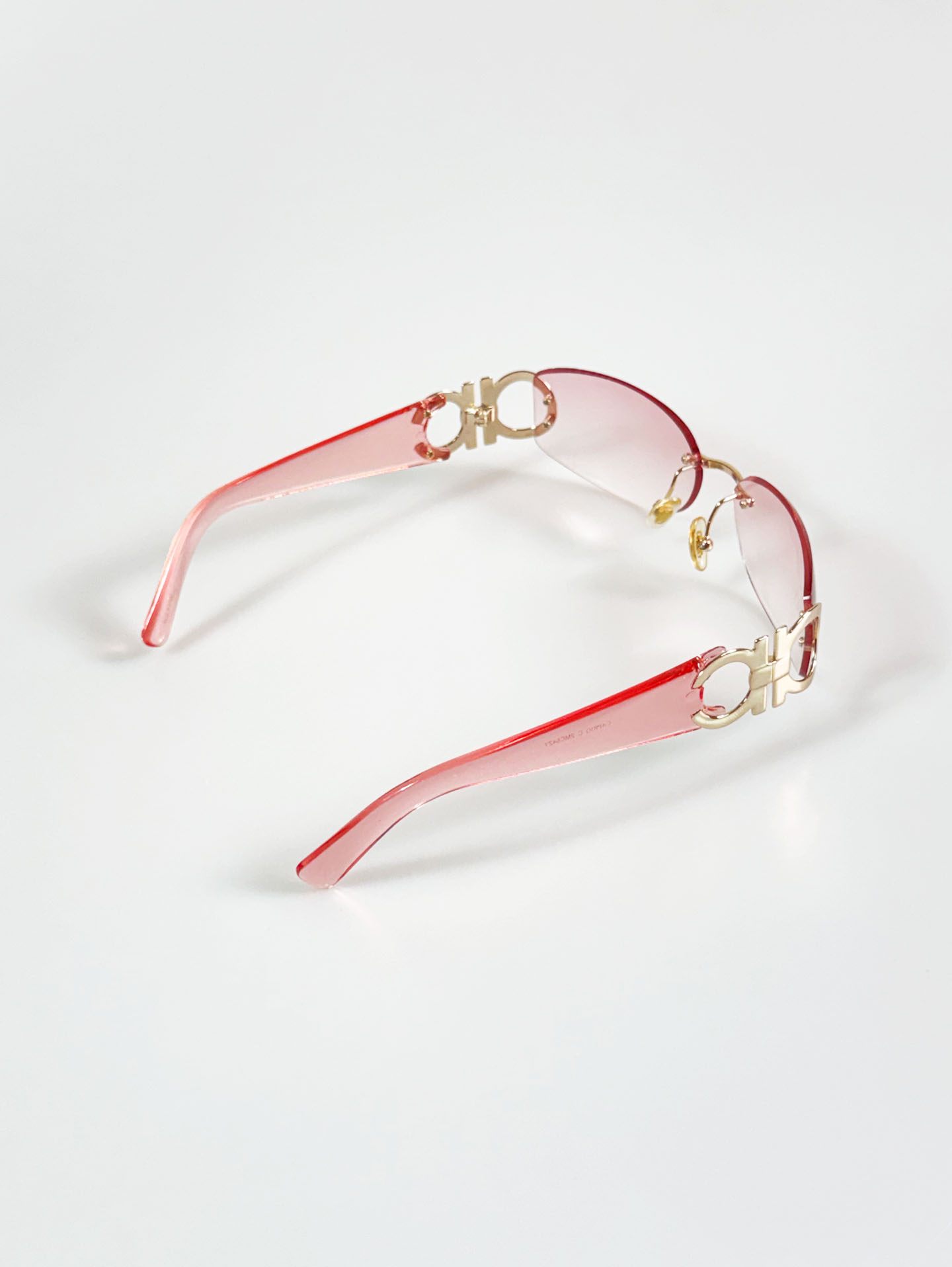 CAPRIO Rimless Square Pink Tint Metal Sunglasses