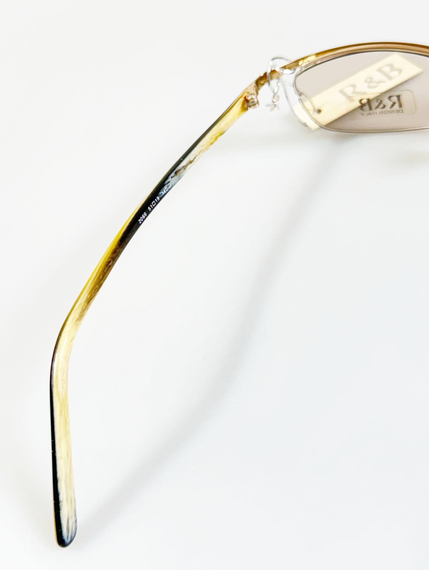 R&B EYEWEAR Gold Semi-Rimless Square Metal Tinted Glasses