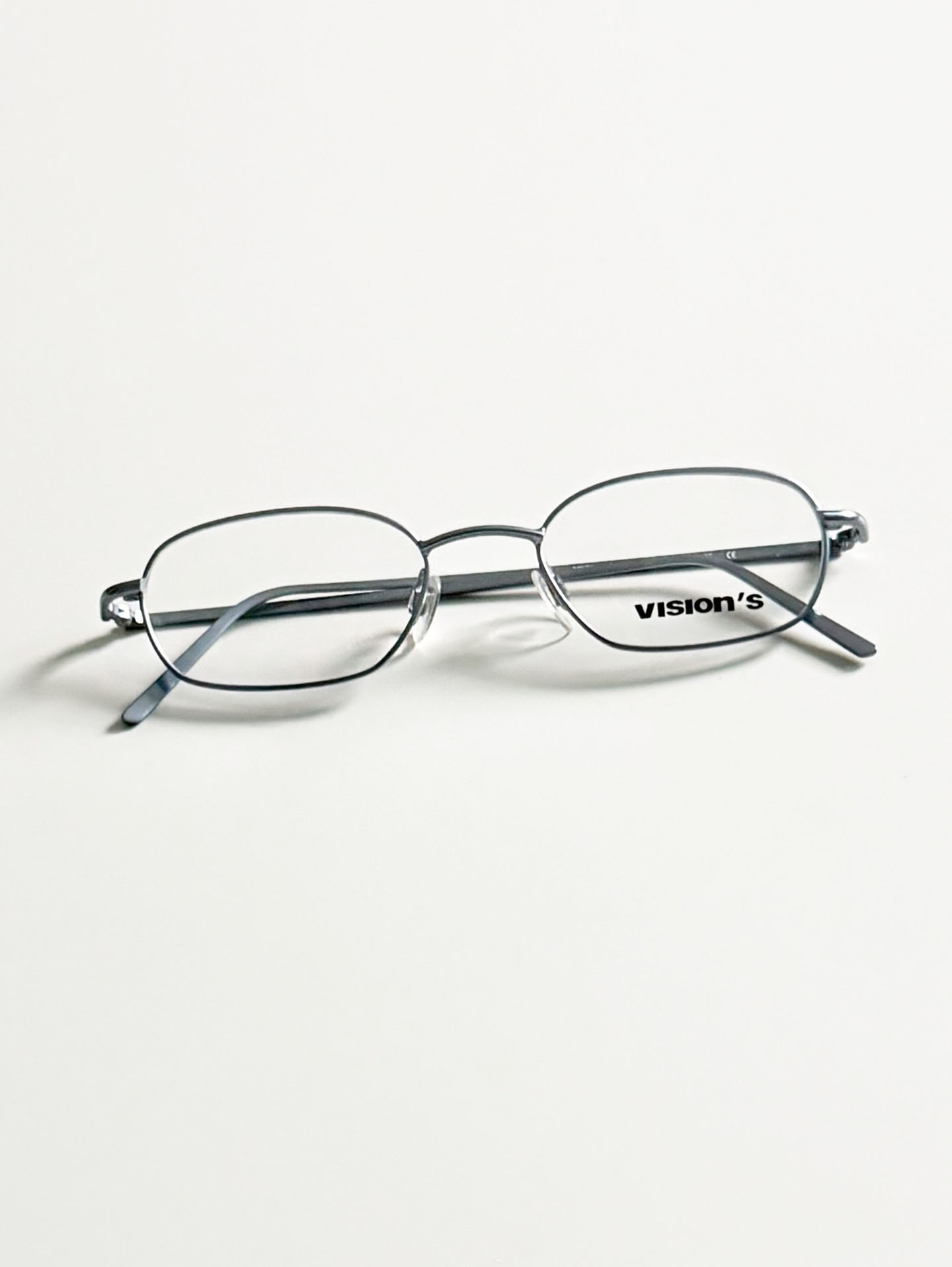 90's VISION'S Blue Slim Square Metal Frame Glasses