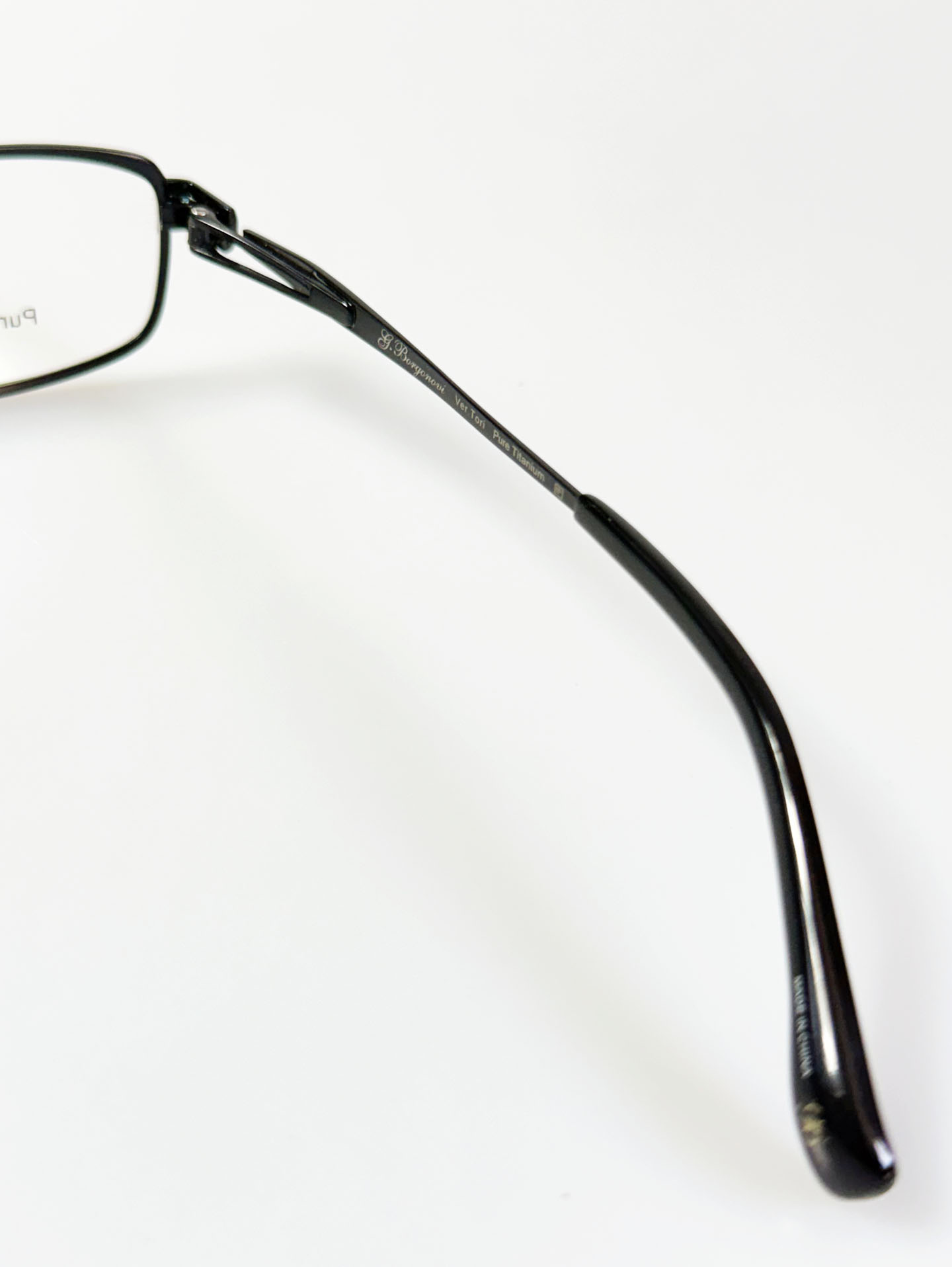 G. Borgonovi Black Pure Titanium Slim Square Frame Glasses