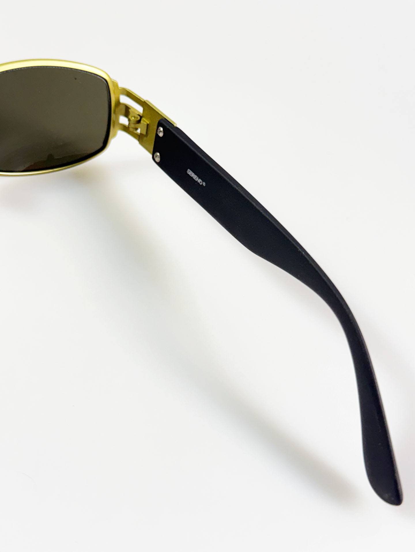 90's SERENO Square Green-Gold Metal Sunglasses
